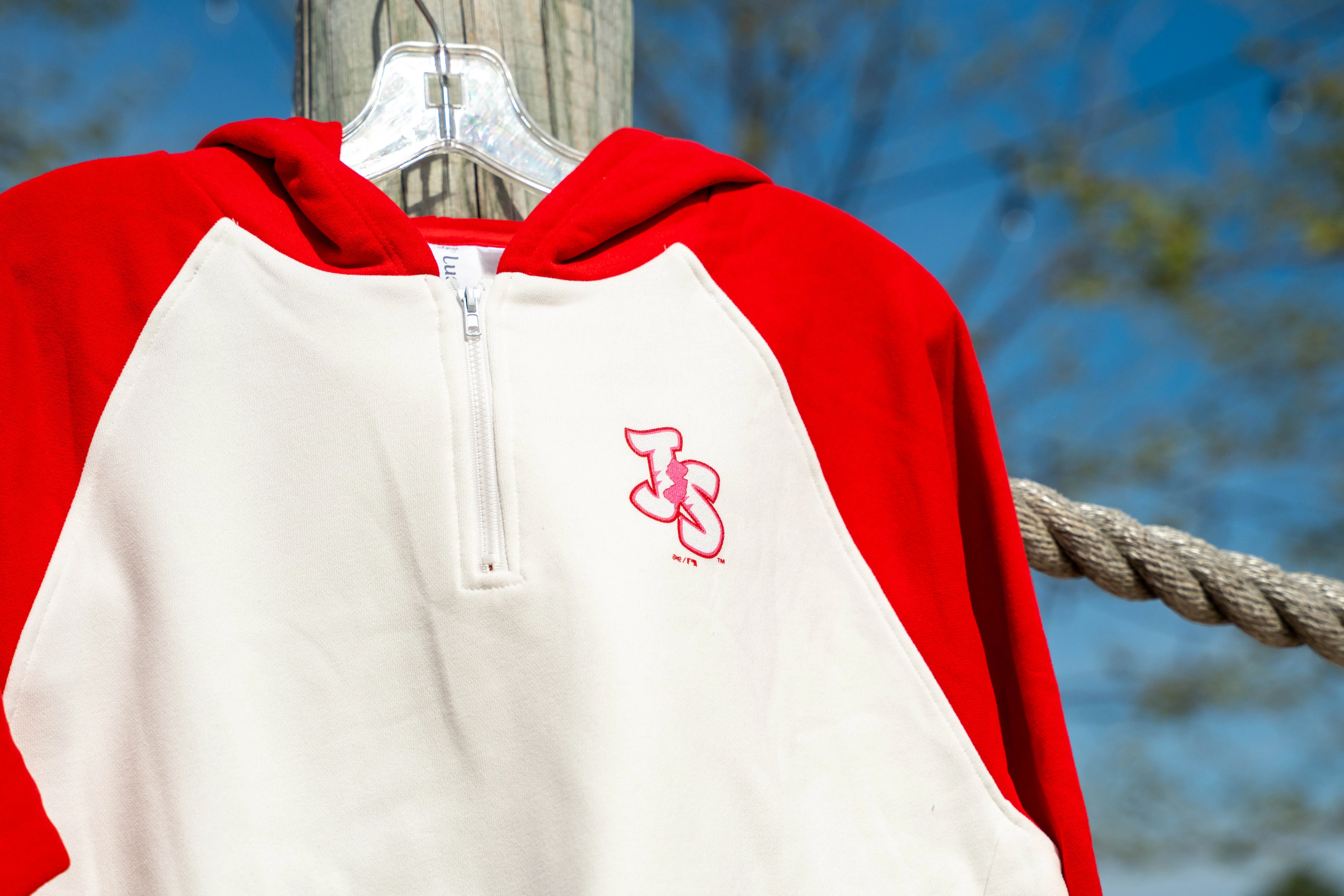 Jersey Shore BlueClaws Lusso Jane Embroidered Baseball Stitches Hoodie - Image 3