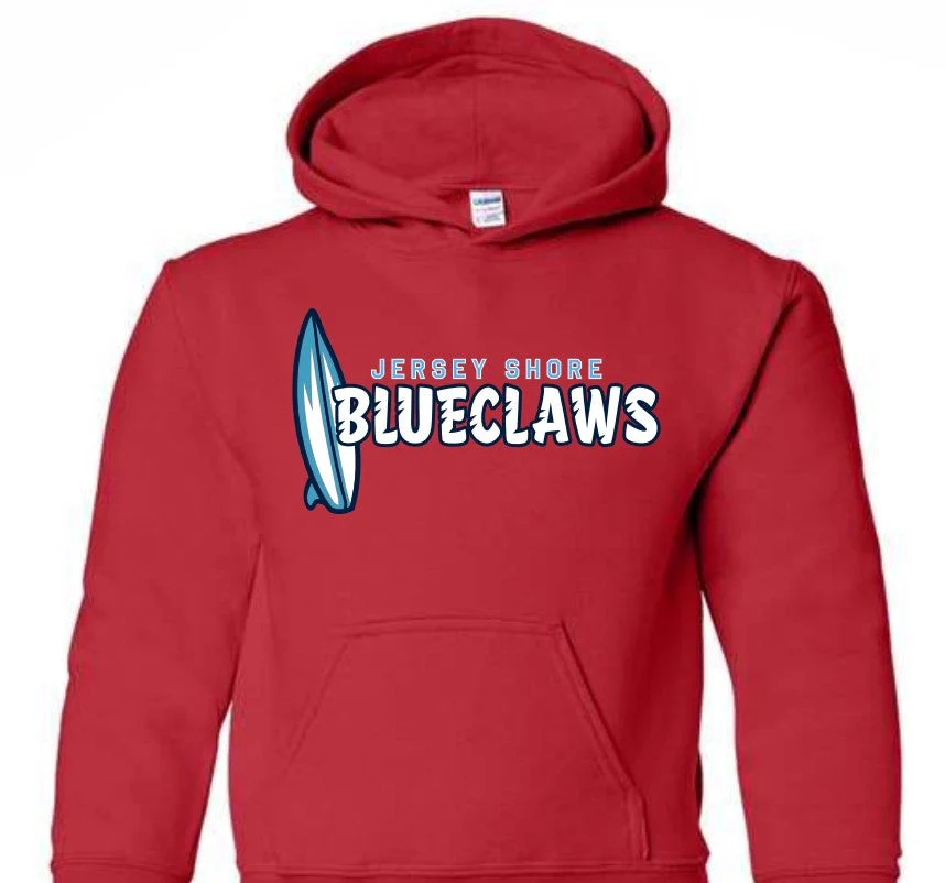 Jersey Shore BlueClaws Surfboard Youth Hoodie
