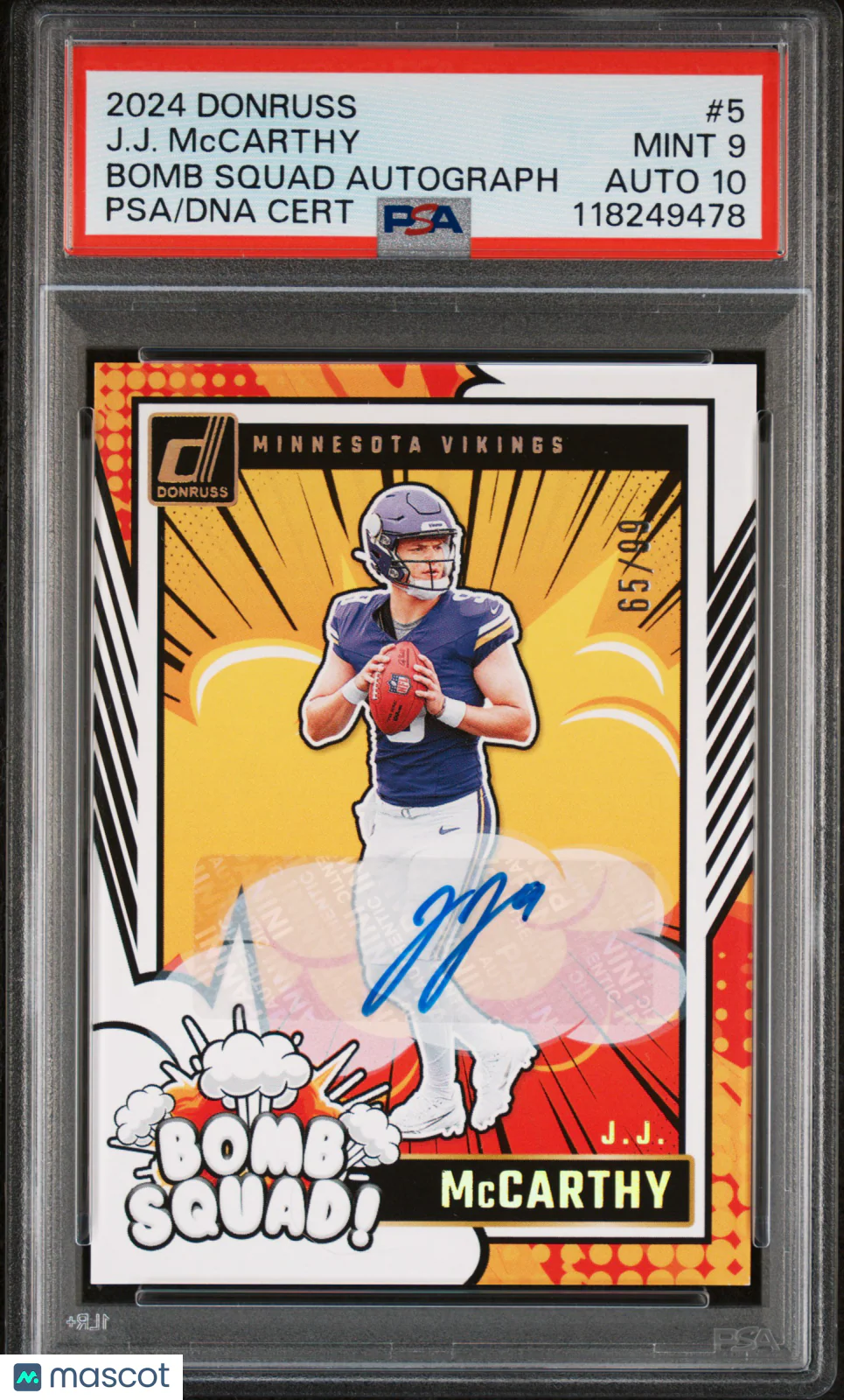 JJ Mccarthy 2024 Panini Donruss Bomb Squad Autogr