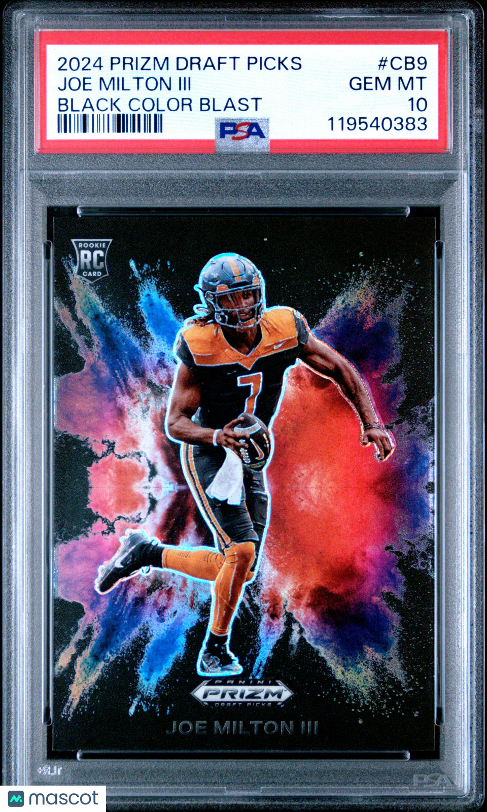 Joe Milton III 2024 Panini Prizm Draft Picks Black Color Blast #CB9 PSA 10