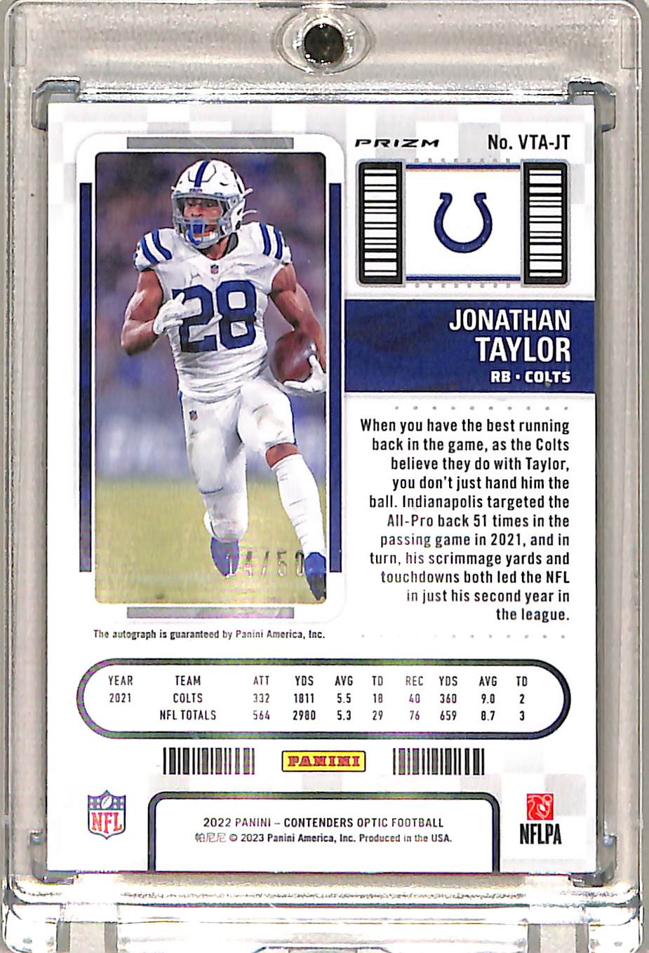 Jonathan Taylor 2023 Panini Contenders Optic Auto - Image 2