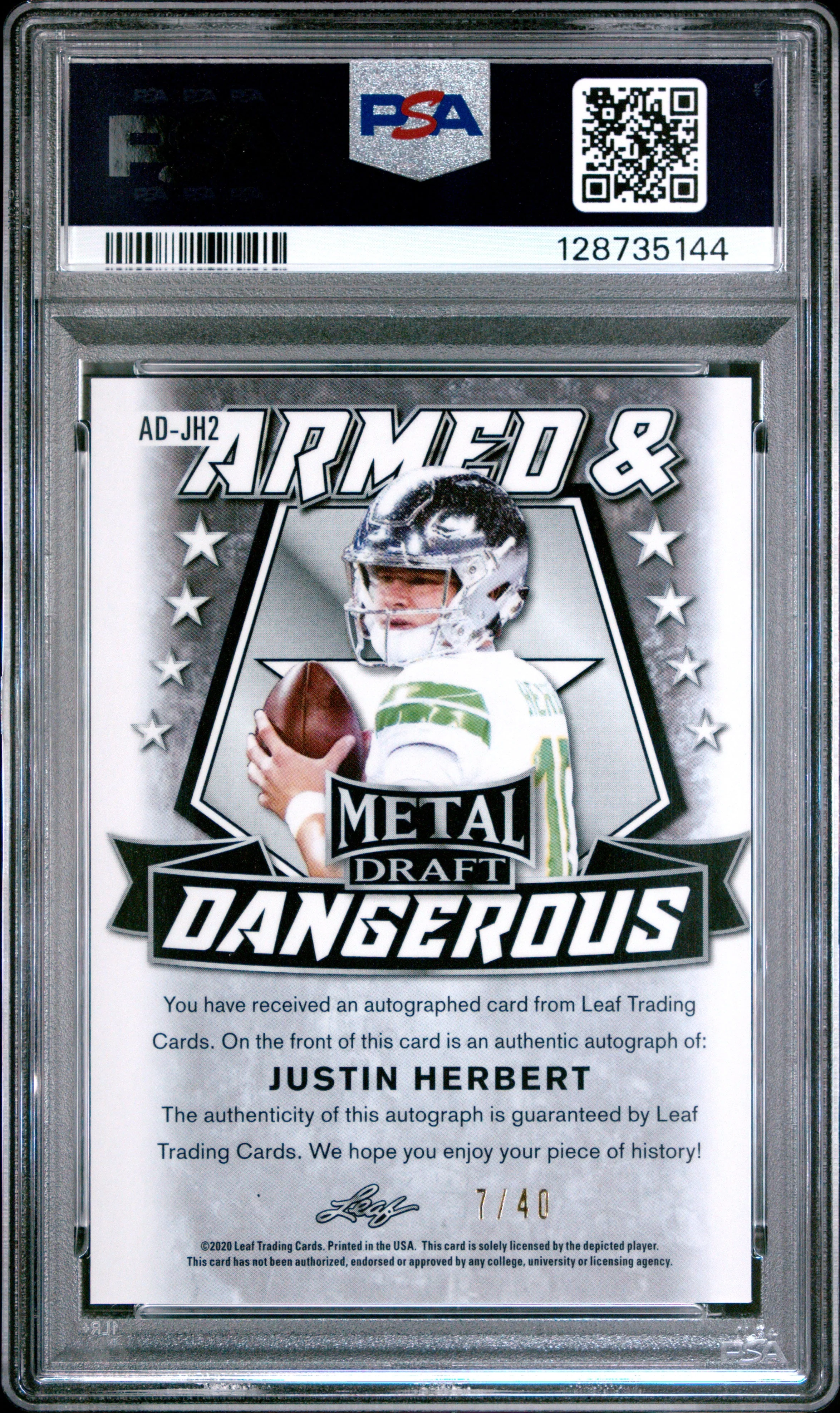 Justin Herbert 2020 Leaf Metal Draft Armed & Dang - Image 2