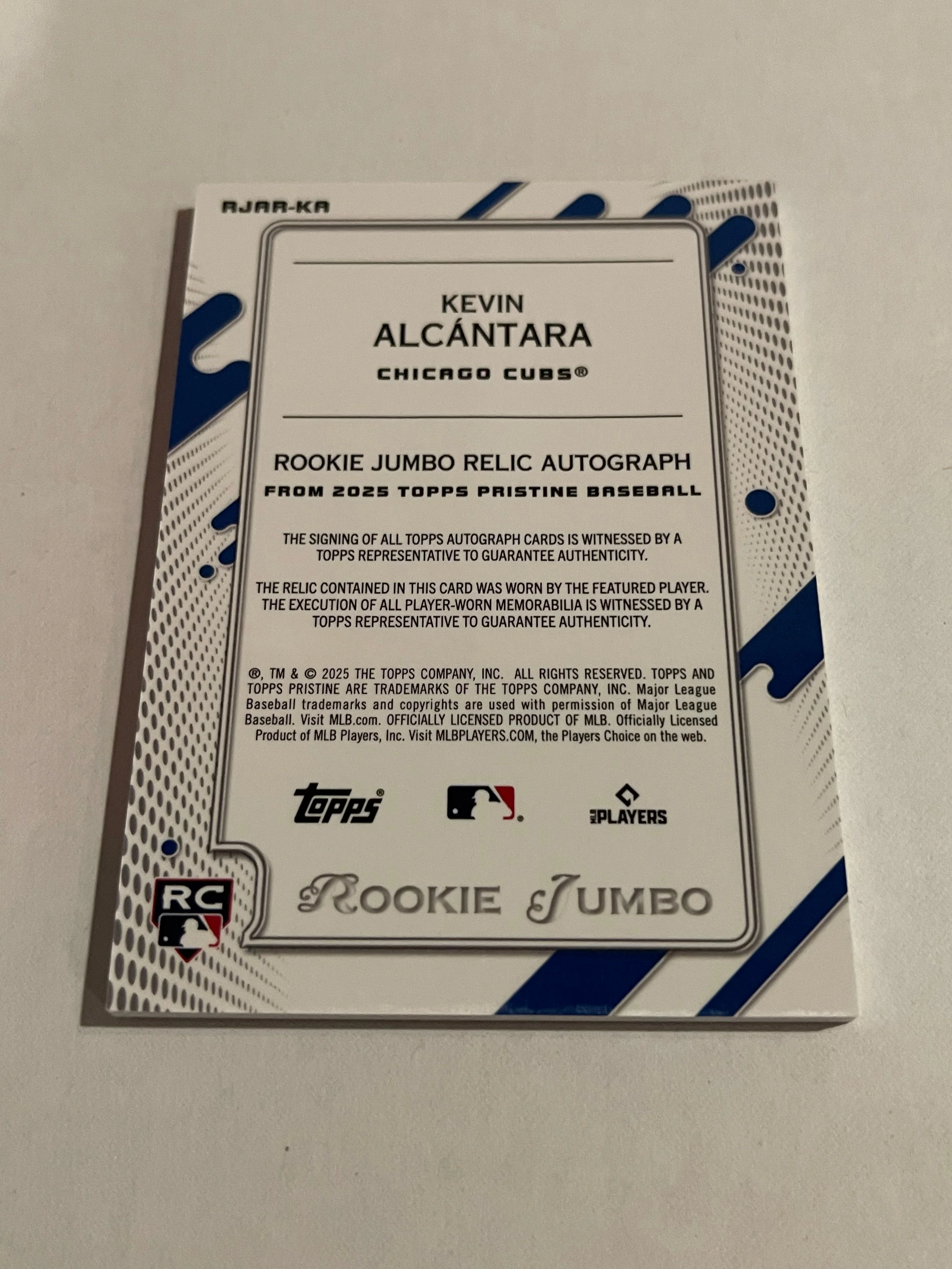 Kevin Alcántara 2025 Topps Pristine #RJAR-KA /25 - Image 2