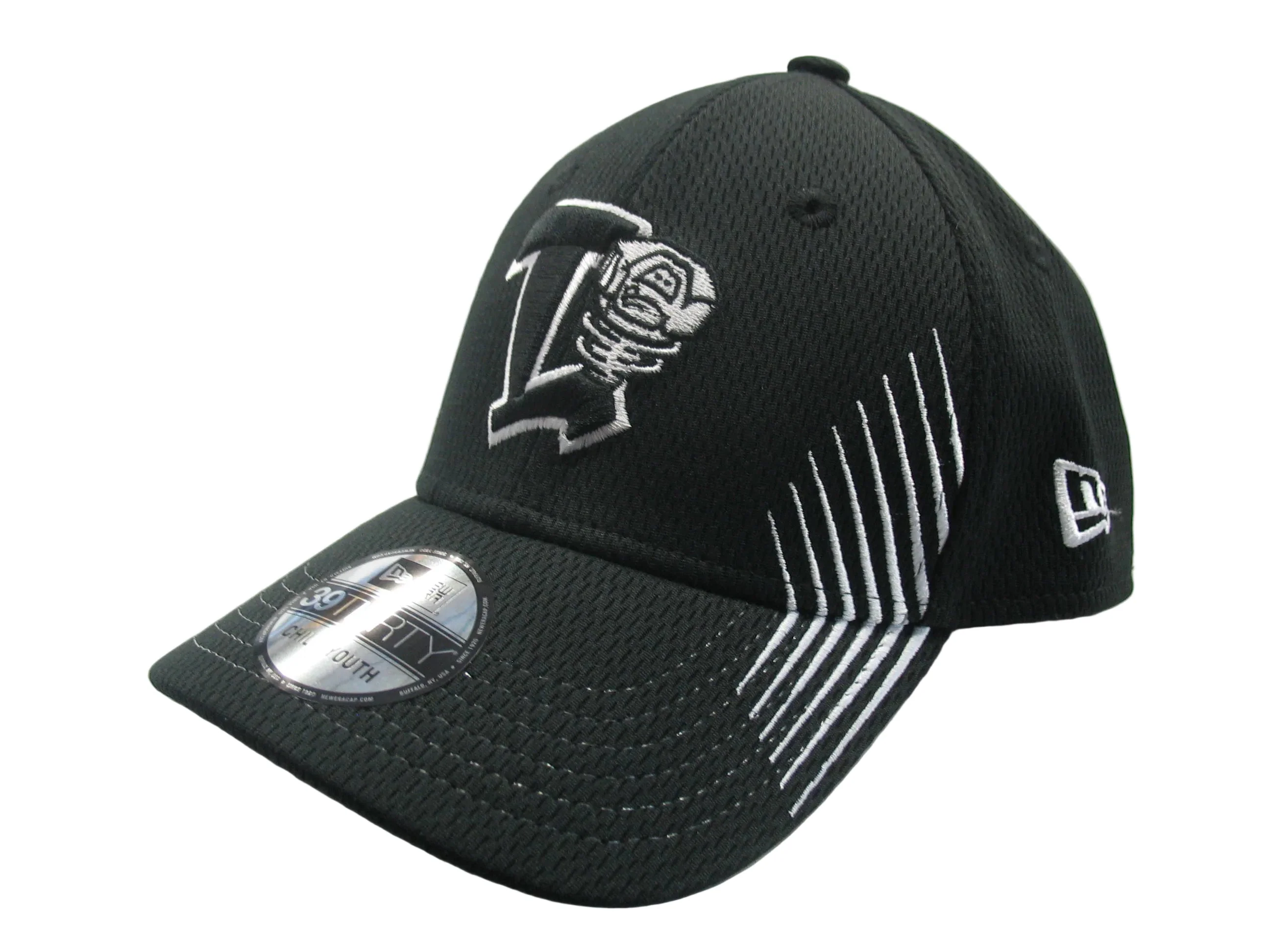 Lansing Lugnuts New Era Youth 3930 Black/White Active Flex-Fit Hat
