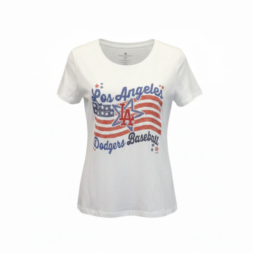 Los Angeles Dodgers '47 Brand Patriotic Wave Frankie T-Shirt White