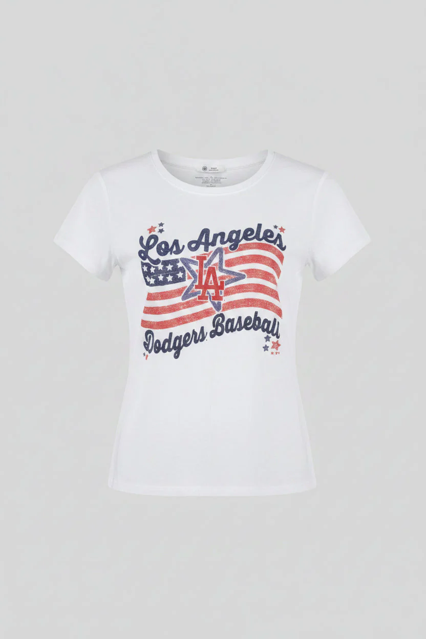 Los Angeles Dodgers '47 Brand Womens Patriotic Frankie T-Shirt White