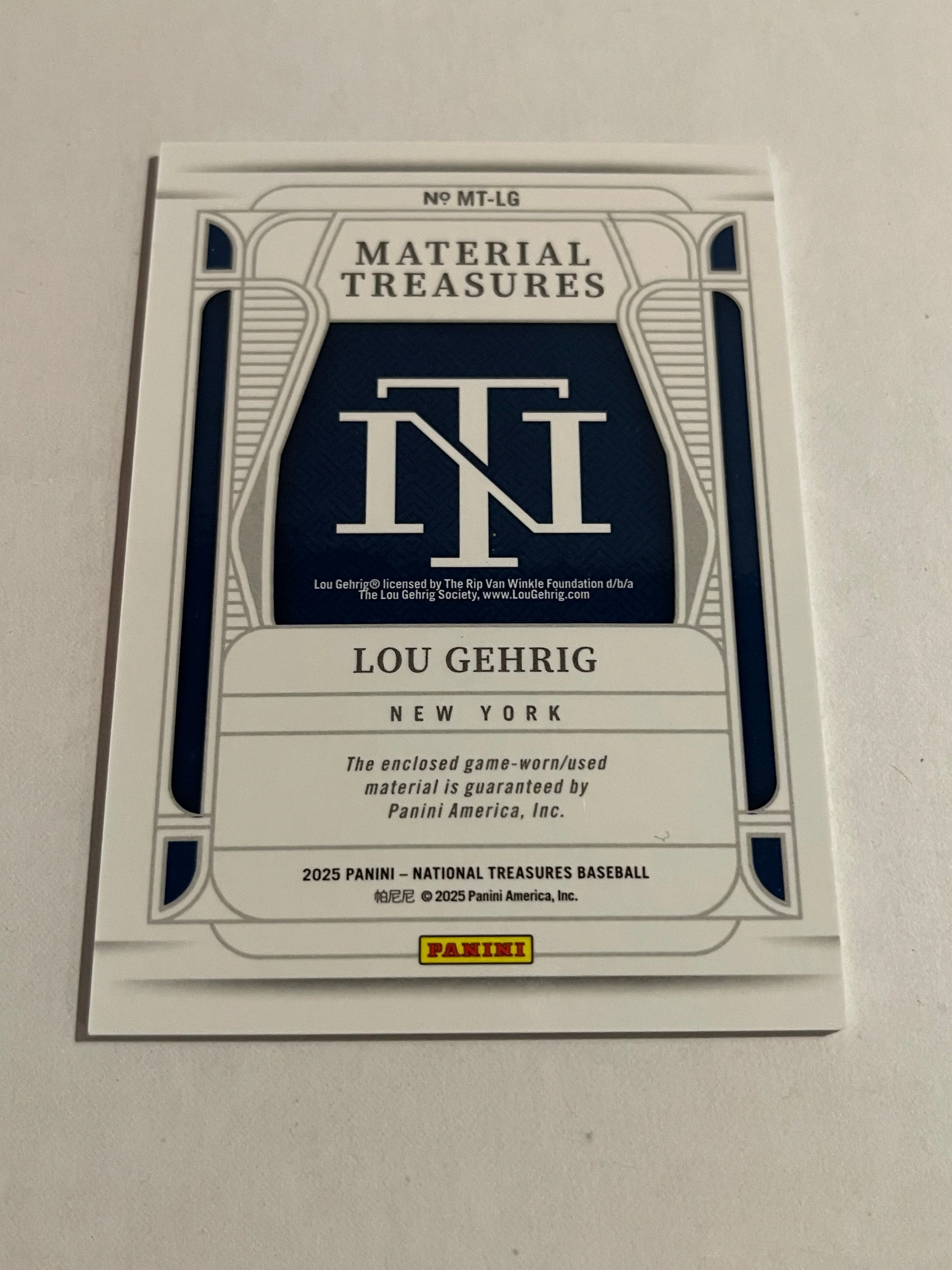 Lou Gehrig 2025 Panini National Treasures #MT-LG - Image 2