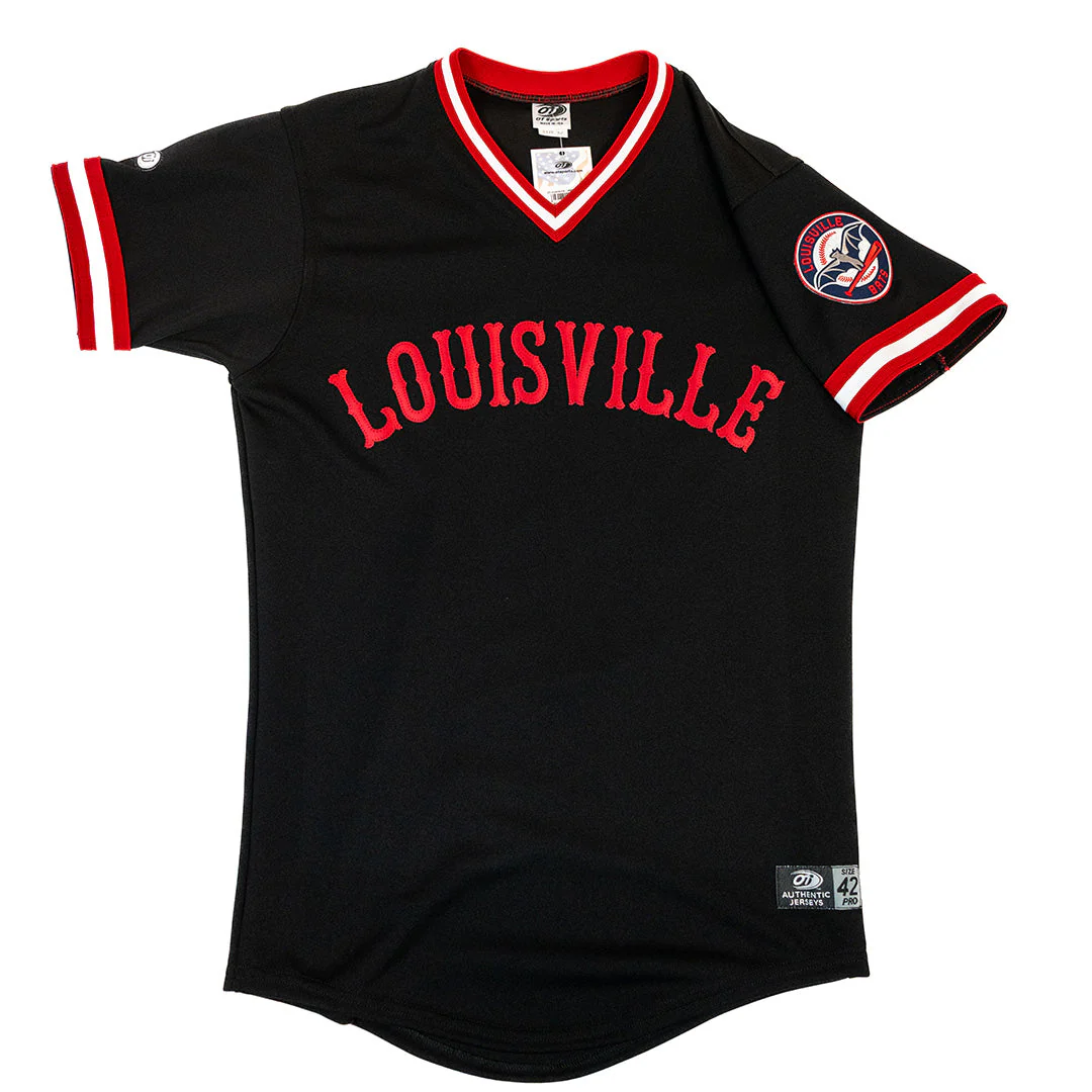 Louisville Bats Black Caps Adult Premium Tackle Twill Jersey