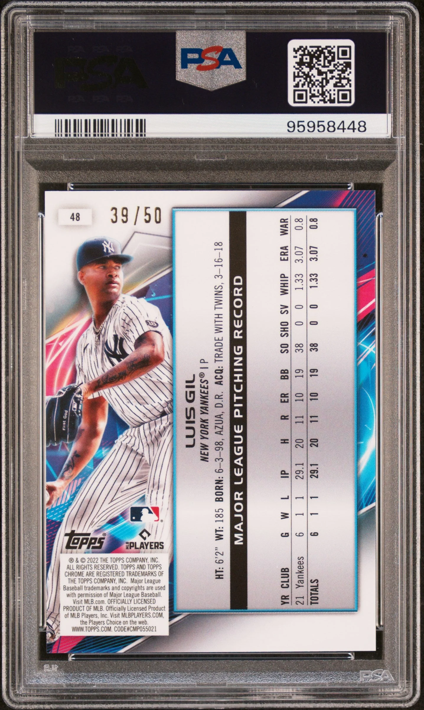 Luis Gil 2022 Topps Cosmic Chrome #48 Gold Inters - Image 2
