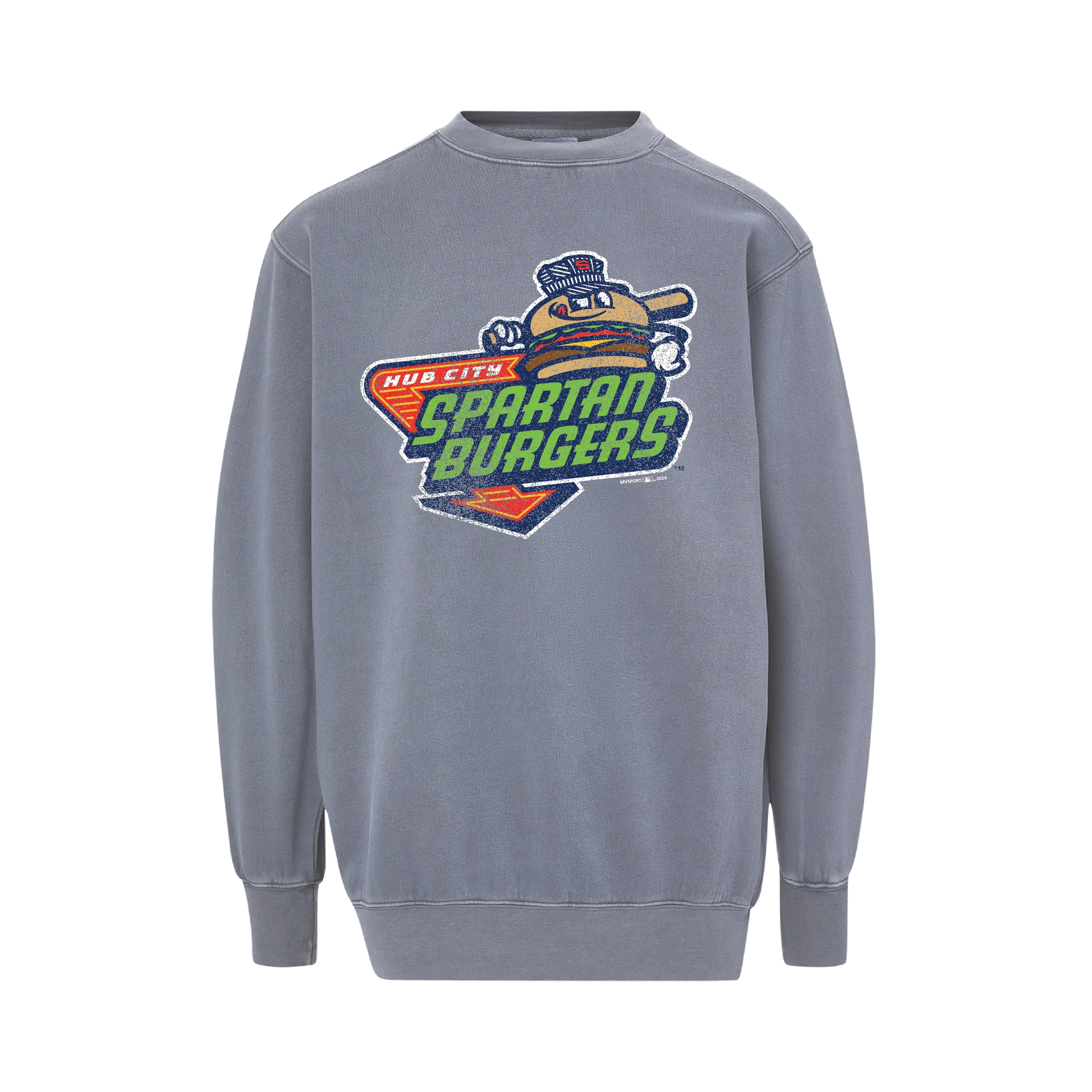 Adult Light Blue Primary Logo Distressed Crewneck