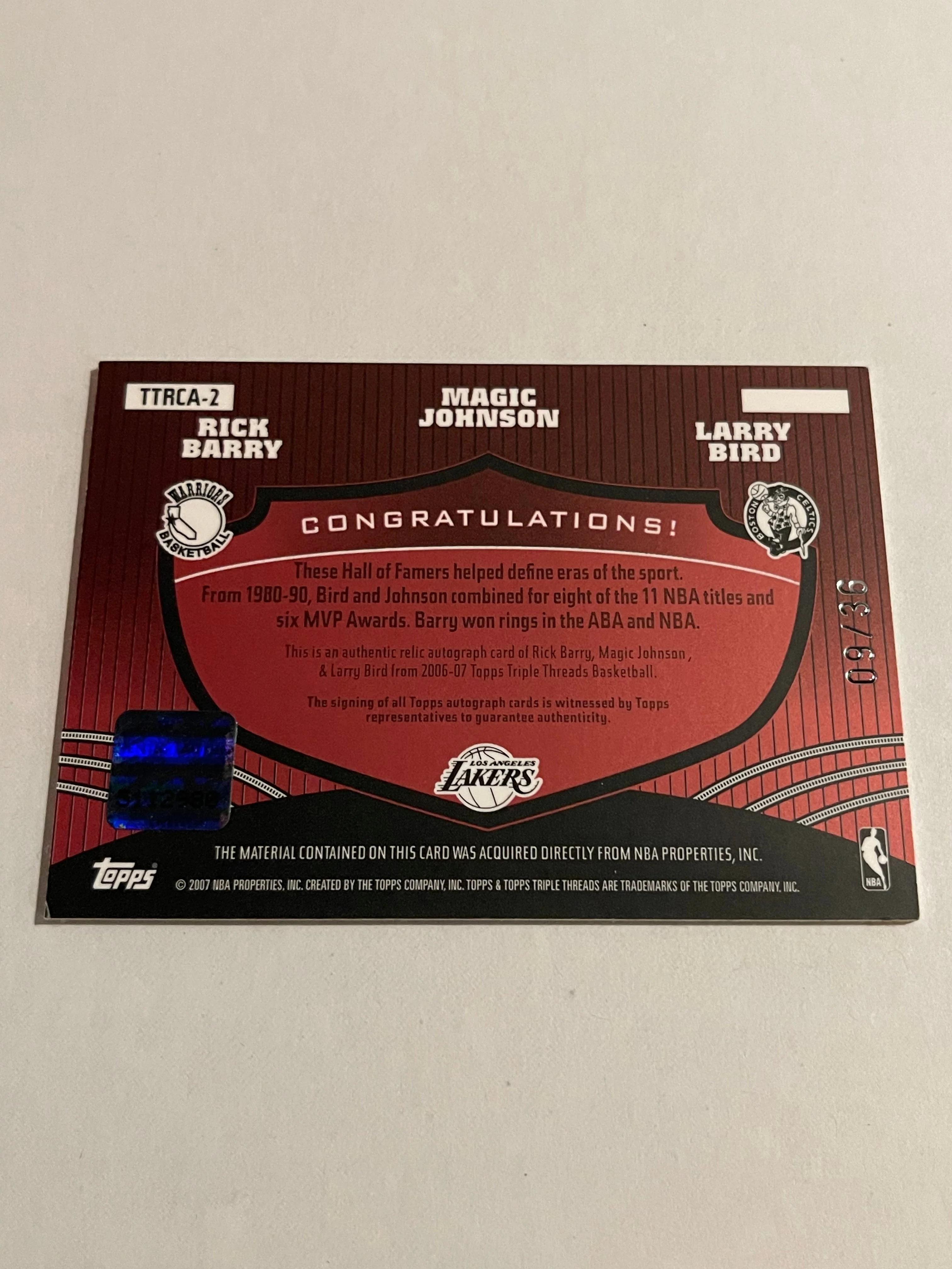 Magic Johnson Rick Barry Larry Bird 2006 Topps Tr - Image 2