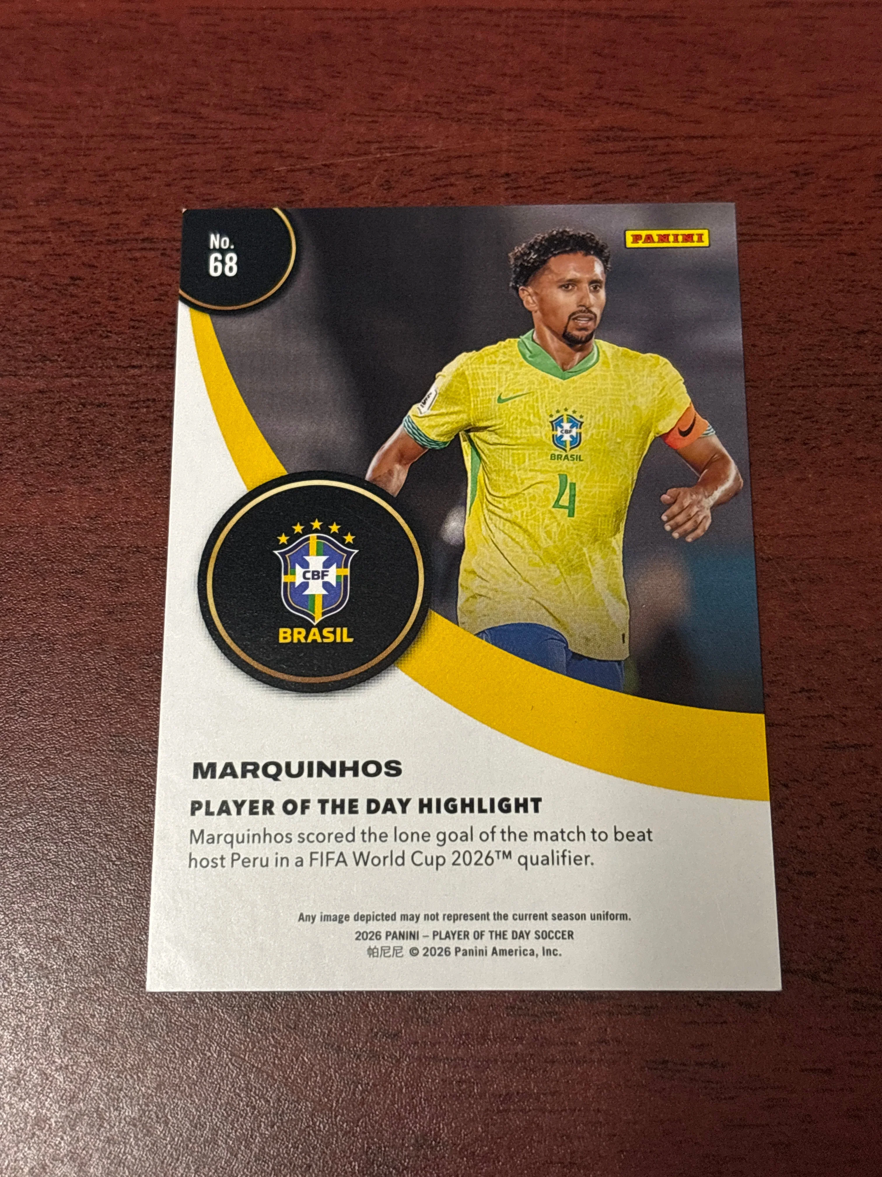 Marquinhos 2026 Panini Player of the Day Soccer # - Image 2