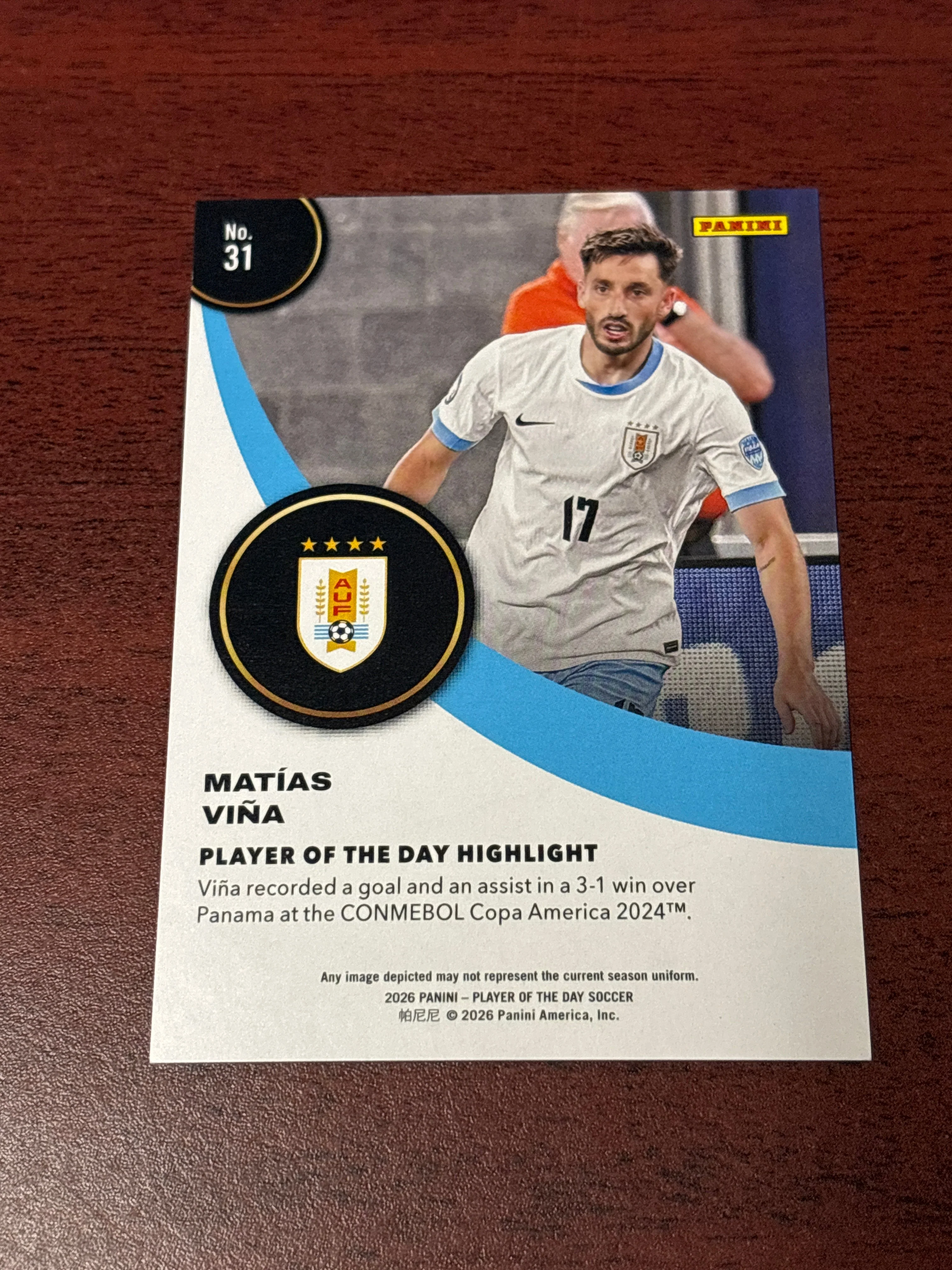 Matías Viña 2026 Panini Player of the Day Soccer - Image 2
