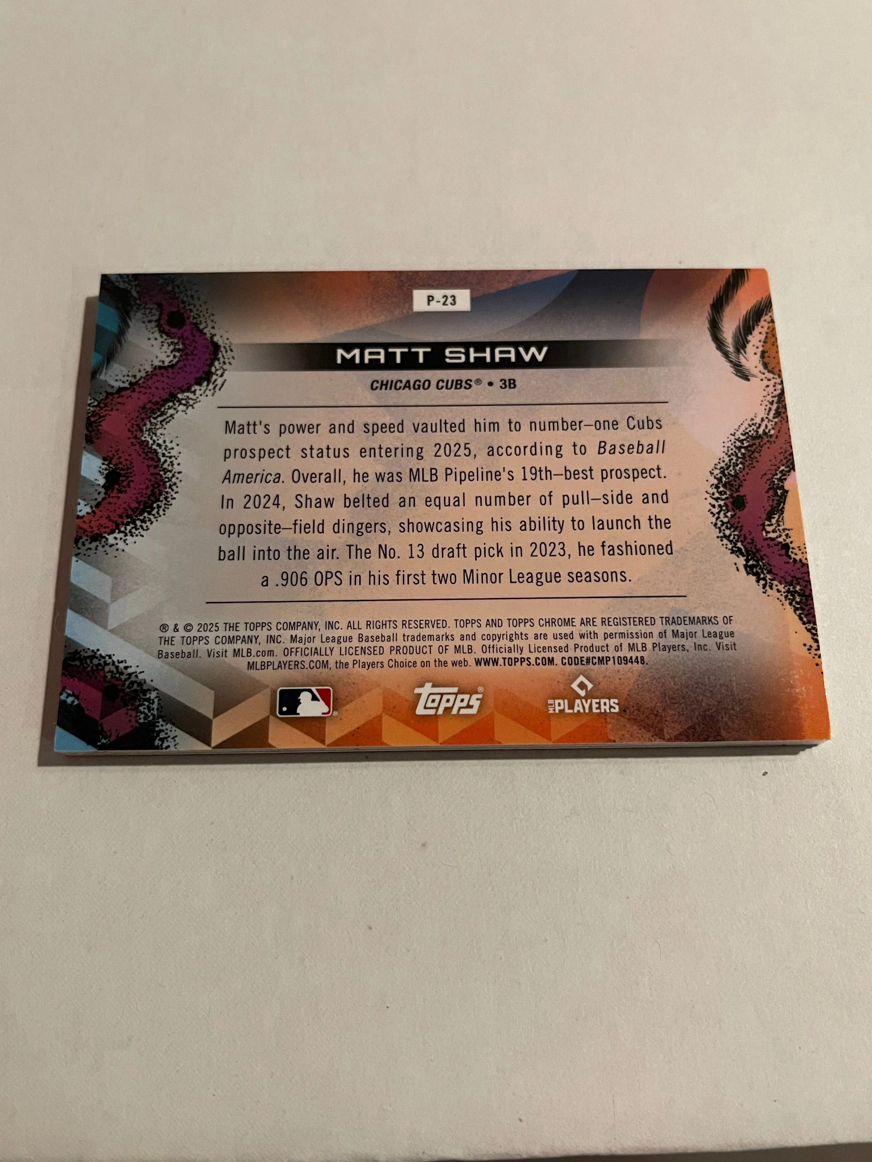 Matt Shaw 2025 Topps Chrome Planetary Pursuit #P-23 RC - Image 2