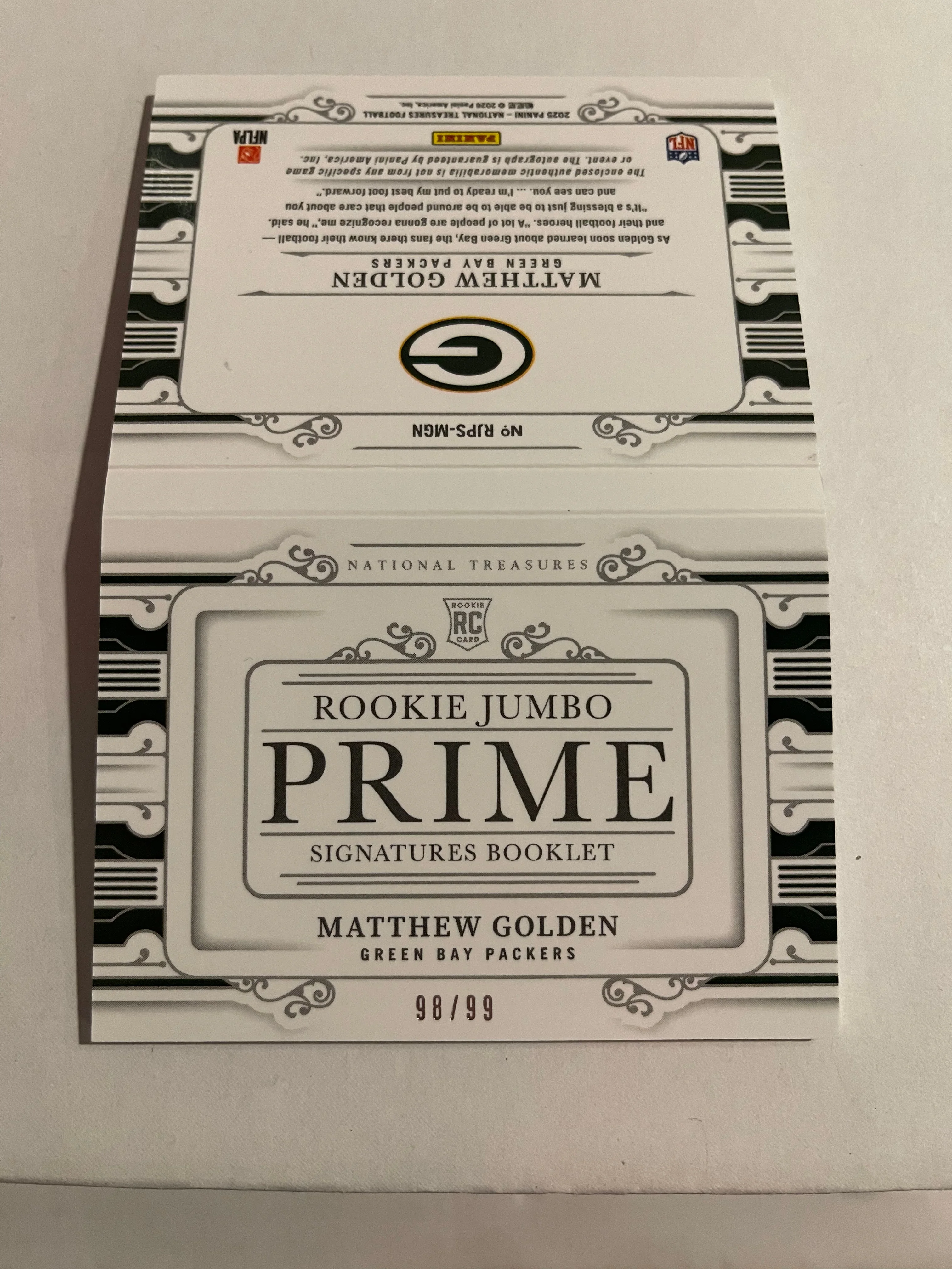 Matthew Golden 2025 Panini National Treasures #RJ - Image 2