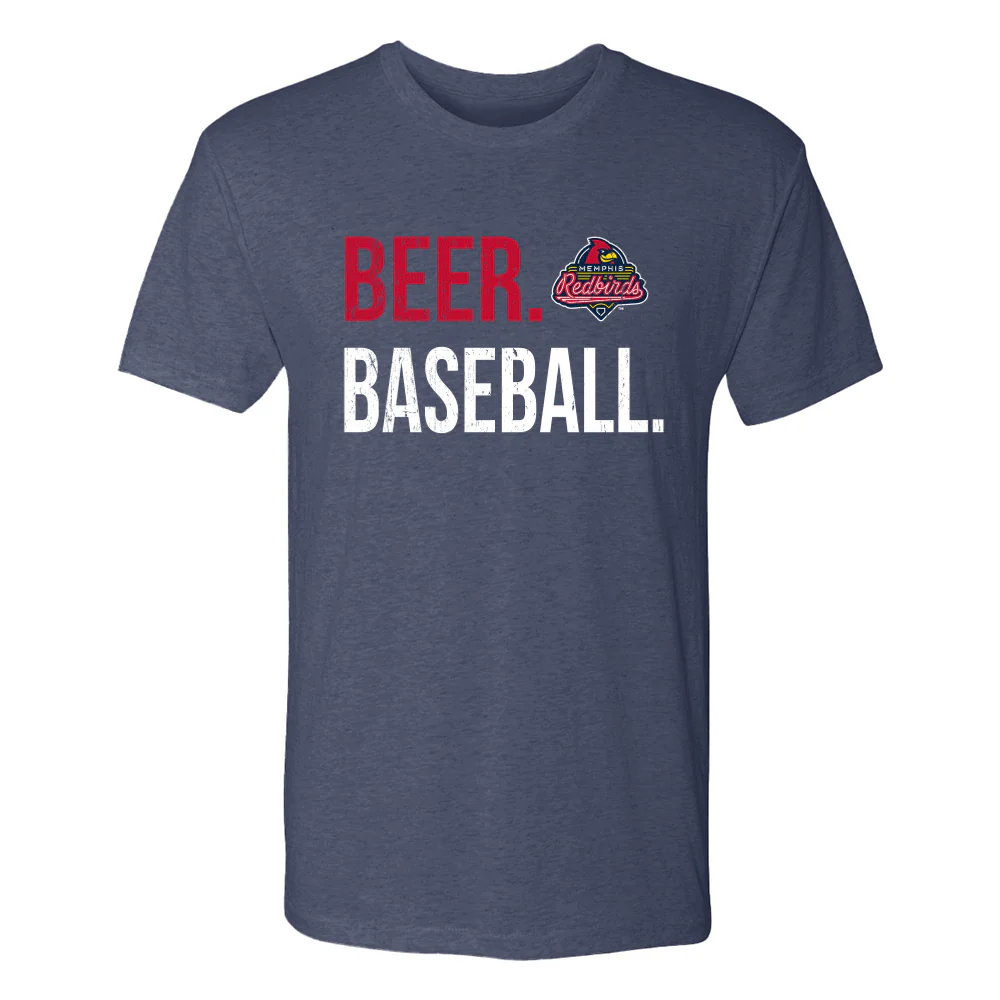 Memphis Redbirds Beer Baseball Short Sleeve T-Shirt Navy