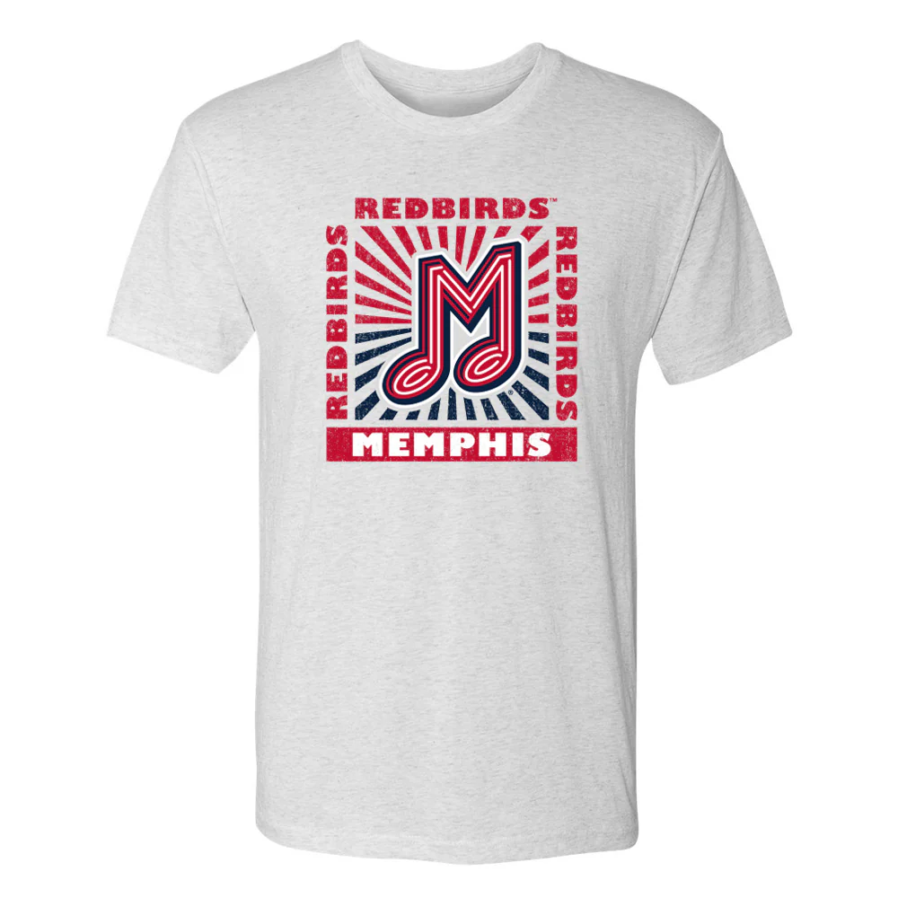 Memphis Redbirds Sunspot Short Sleeve T-Shirt Hthr White