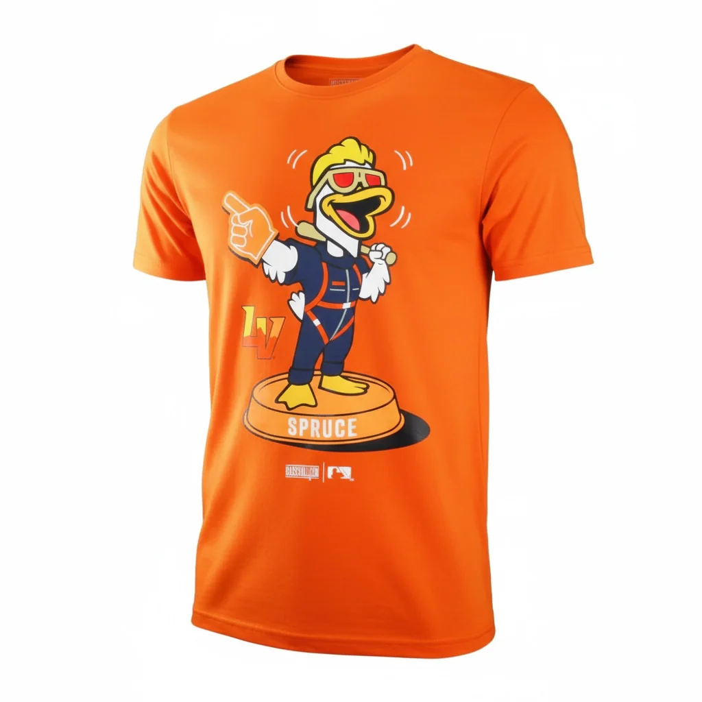 Men's Baseballism Spruce Mascot Bobblehead Orange Short Sleeve T-Shirt