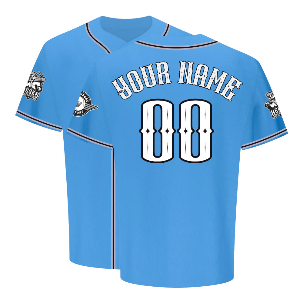Men's Las Vegas Reyes de Plata OT Sports Home Skull Blue Replica Jersey - Image 2