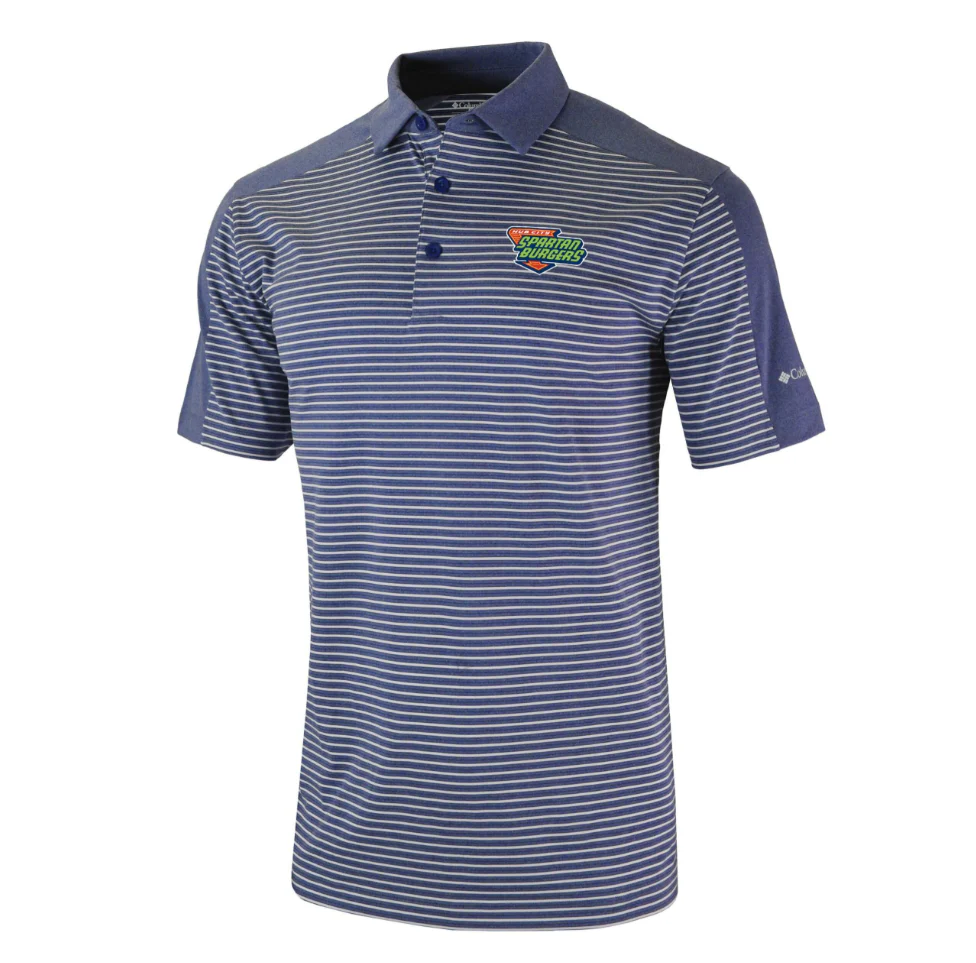 Men's Navy Pinstripe Columbia Primary Logo Polo