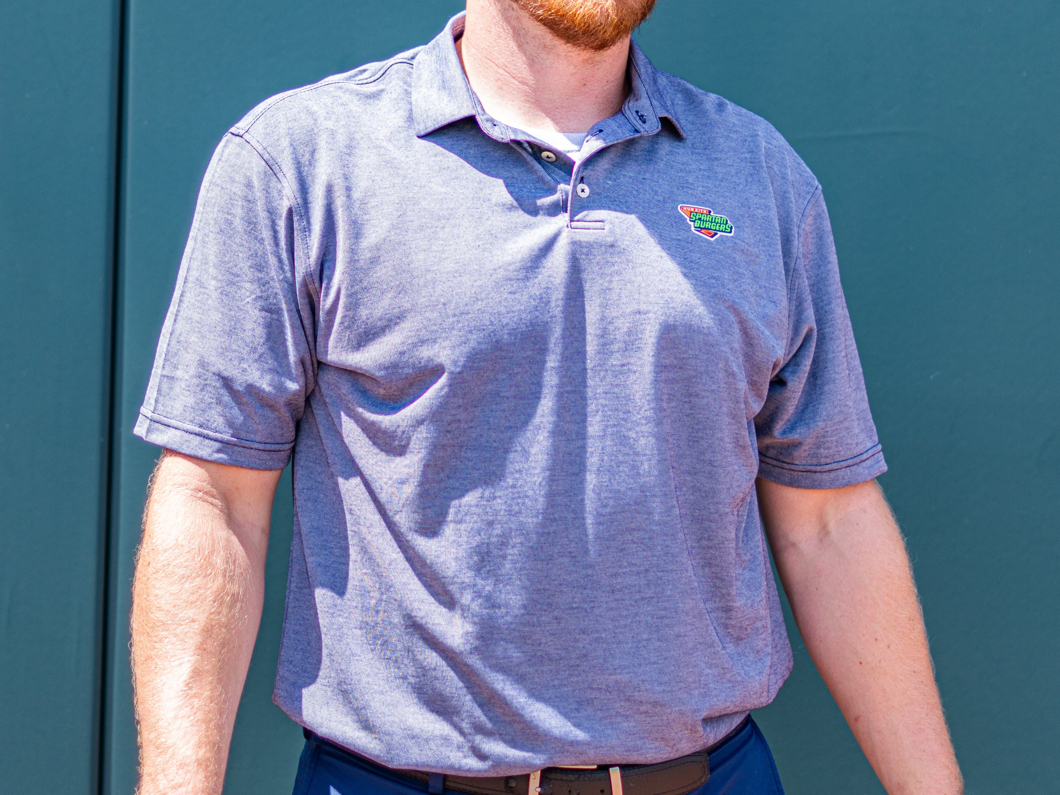 Men's Navy Stripe Butter Polo - Image 2