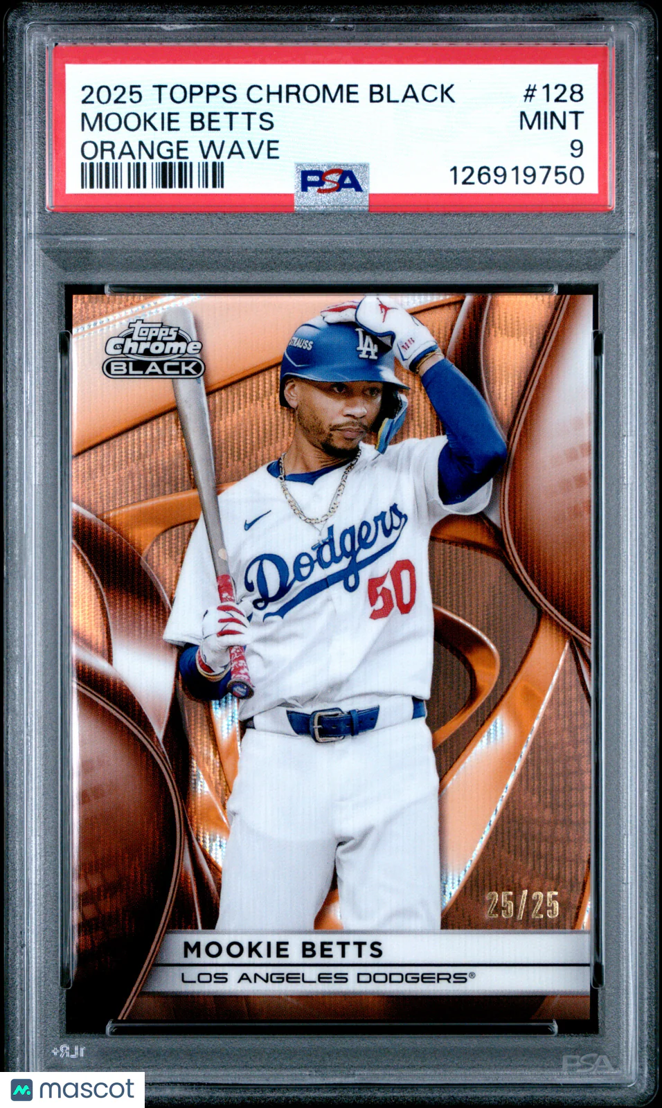 Mookie Betts 2025 Topps Chrome Black #128 Orange