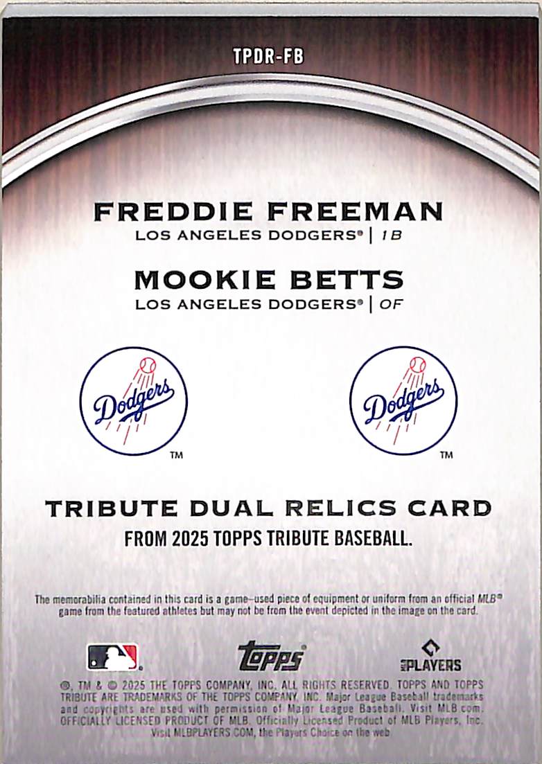 Mookie Betts Freddie Freeman 2025 Topps Tribute # - Image 2