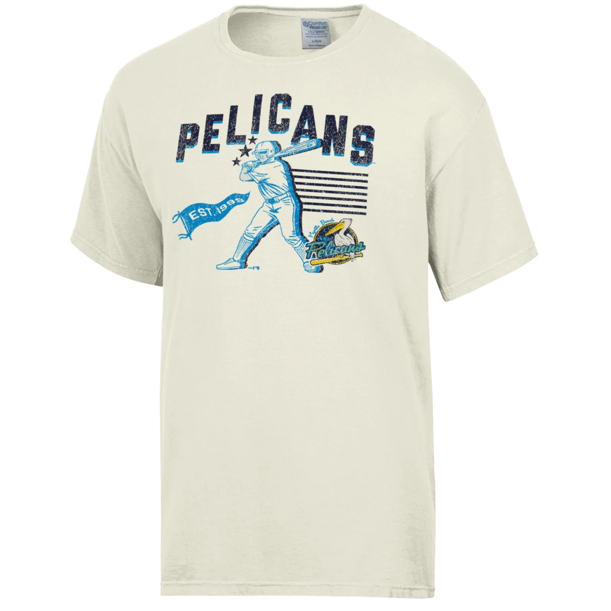 Myrtle Beach Pelicans Comfort Wash Parchment At Bat Tee