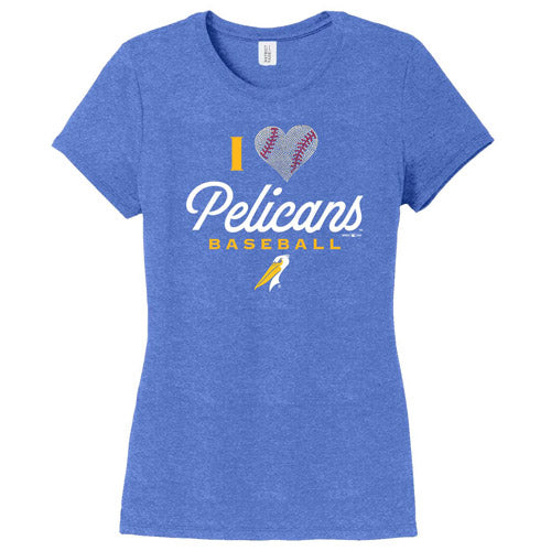 Myrtle Beach Pelicans Ladies Royal Frost Rhinestone Heart Tee