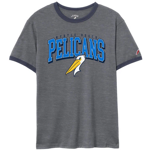 Myrtle Beach Pelicans League Apparel Fall Heather/Navy Ringer Tee