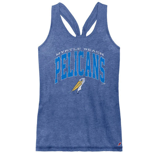Myrtle Beach Pelicans League Ladies Heather Royal Racerback Tank