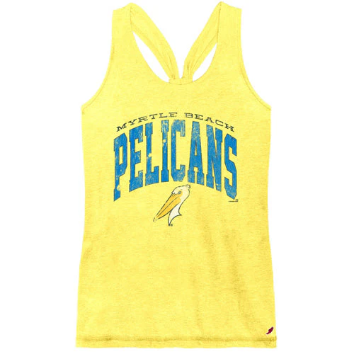 Myrtle Beach Pelicans League Ladies Heather Sunshine Racerback Tank