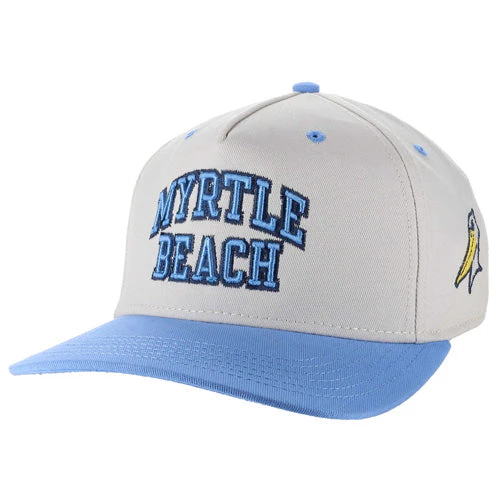 Myrtle Beach Pelicans Legacy Headwear Stone/Power Blue Script Alternate Heritage Adjustable Snapback Cap