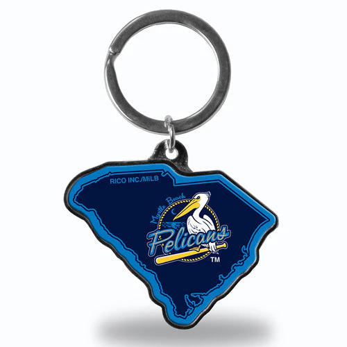 Myrtle Beach Pelicans RICO Industries Primary Logo State Key Chain
