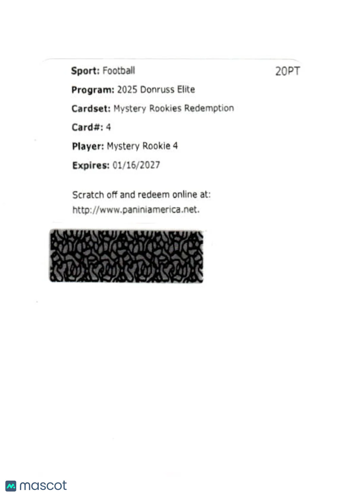 Mystery Rookie 4 2025 Panini Donruss Elite Myster
