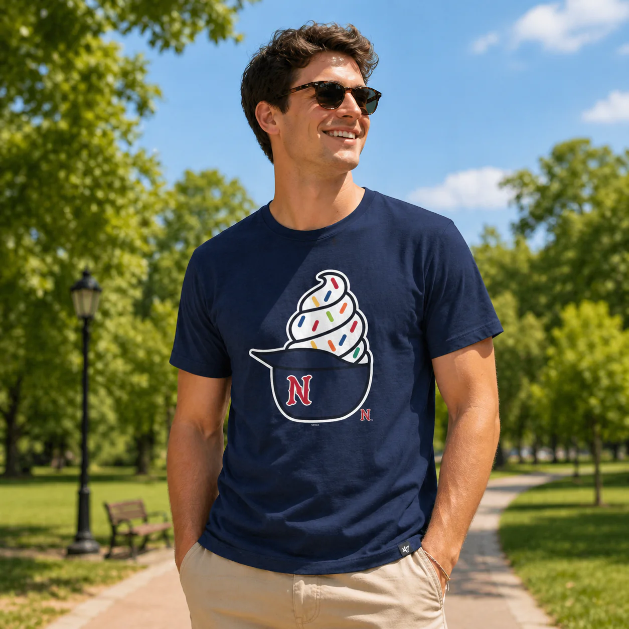 Nashville Sounds '47 Brand Atlas Blue Ice Cream Helmet Franklin Tee - Image 2