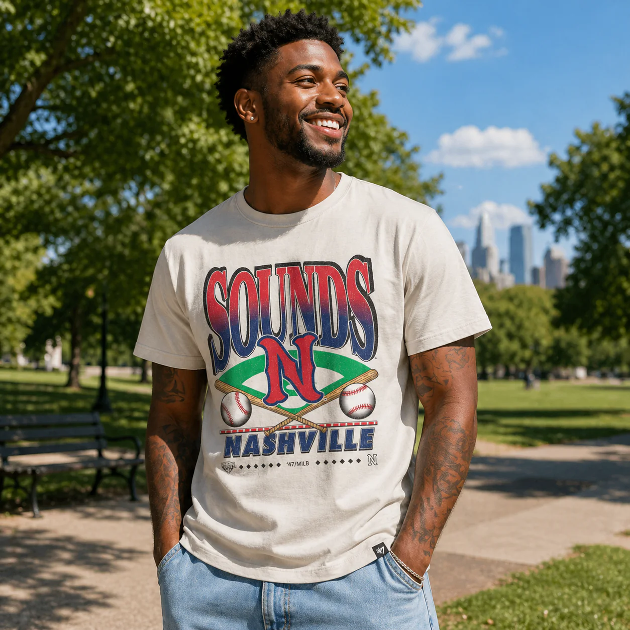 Nashville Sounds '47 Brand Dune Straight Shot Two Franklin Tee - Image 2