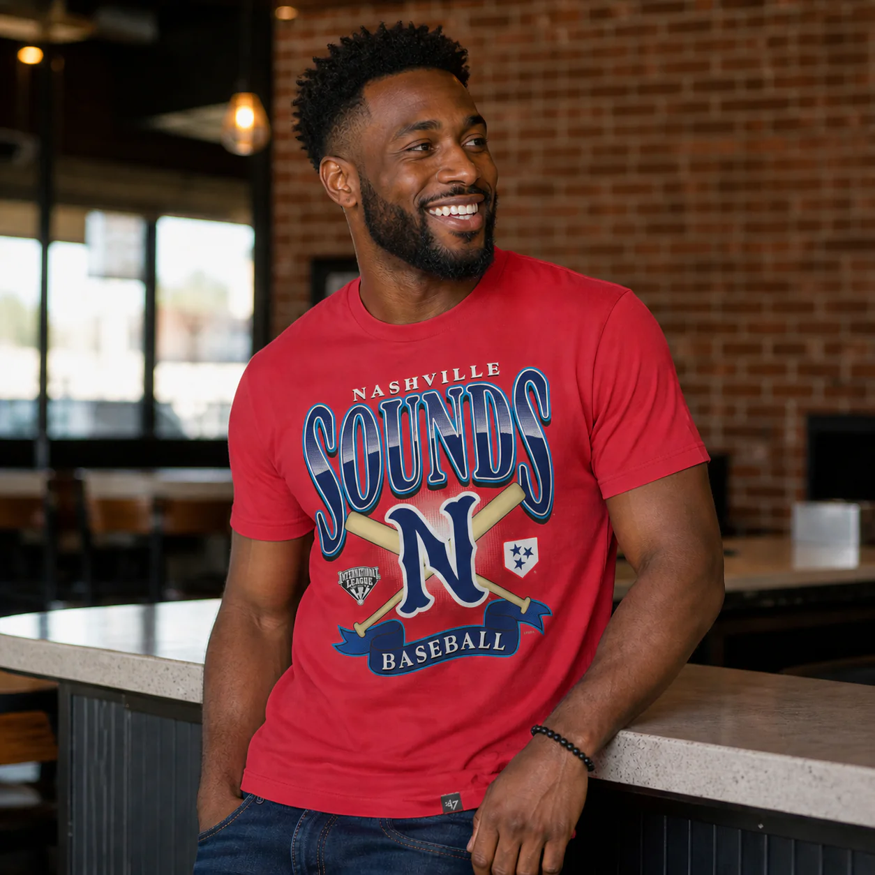 Nashville Sounds '47 Brand Racer Red Chrometown Franklin Tee - Image 2