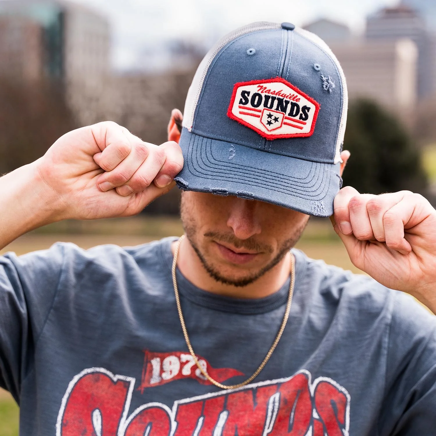 Nashville Sounds '47 Brand Rusted Navy Natural Salvage Trucker Hat - Image 2