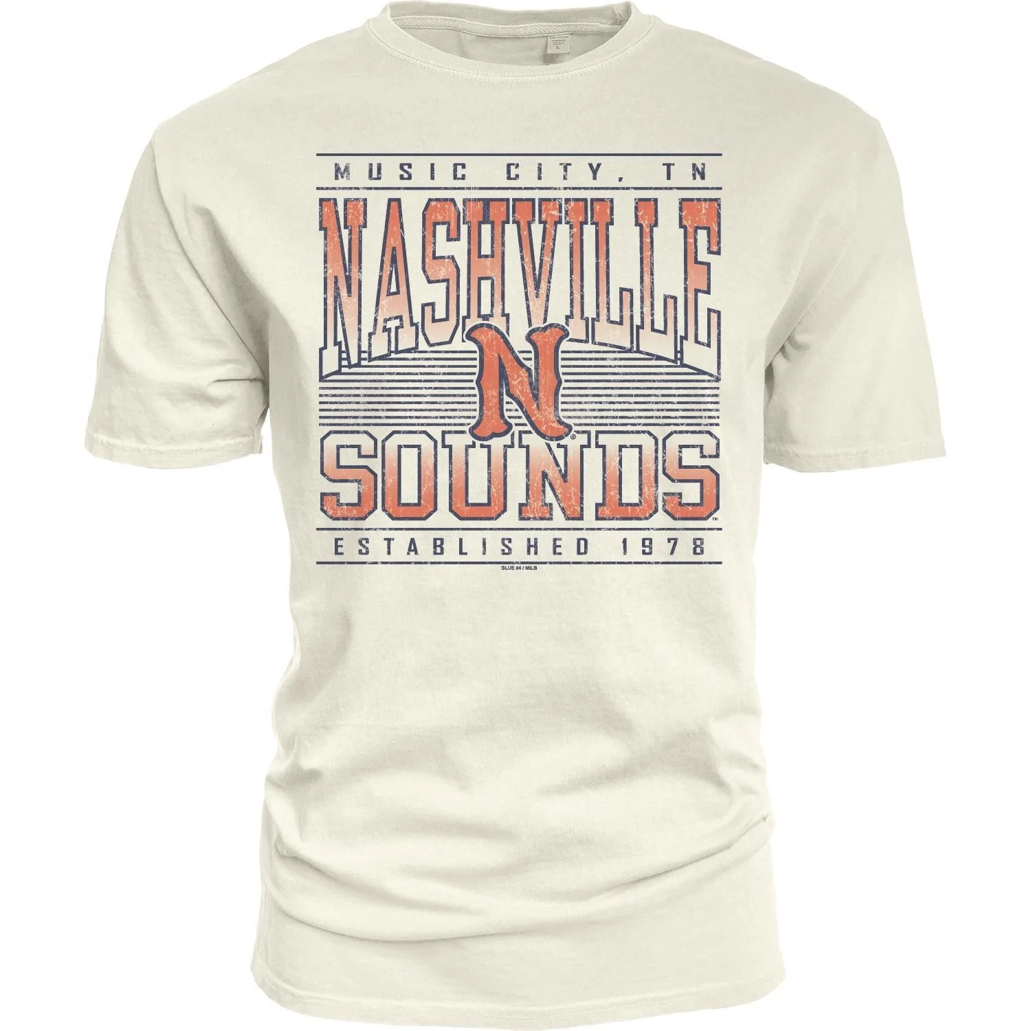 Nashville Sounds Blue 84 Ivory Dyed Ringspun Tee