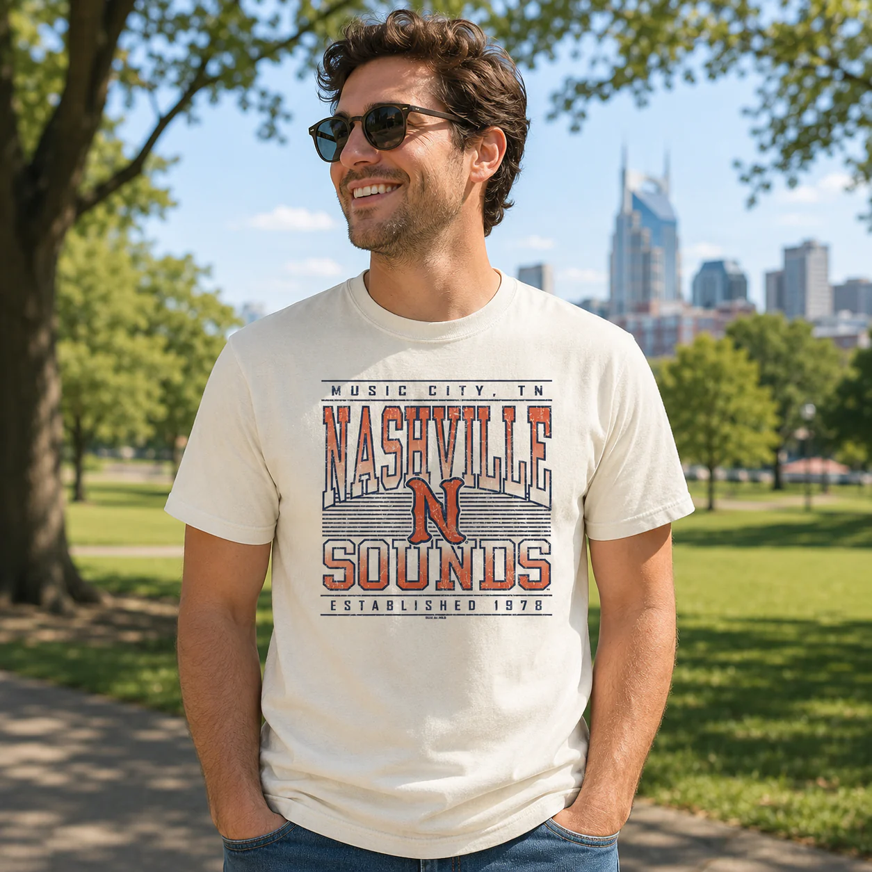 Nashville Sounds Blue 84 Ivory Dyed Ringspun Tee - Image 2