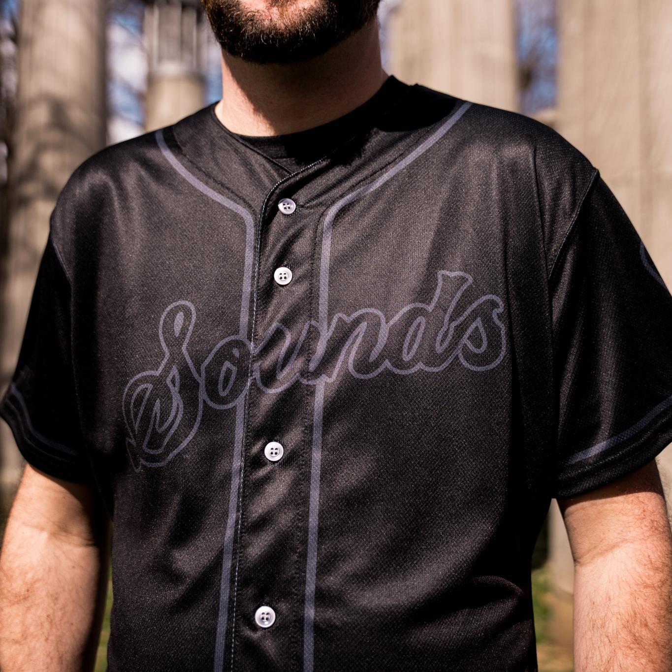 Nashville Sounds EvoShield Adult Black Charcoal Sounds Script Jersey - Image 2