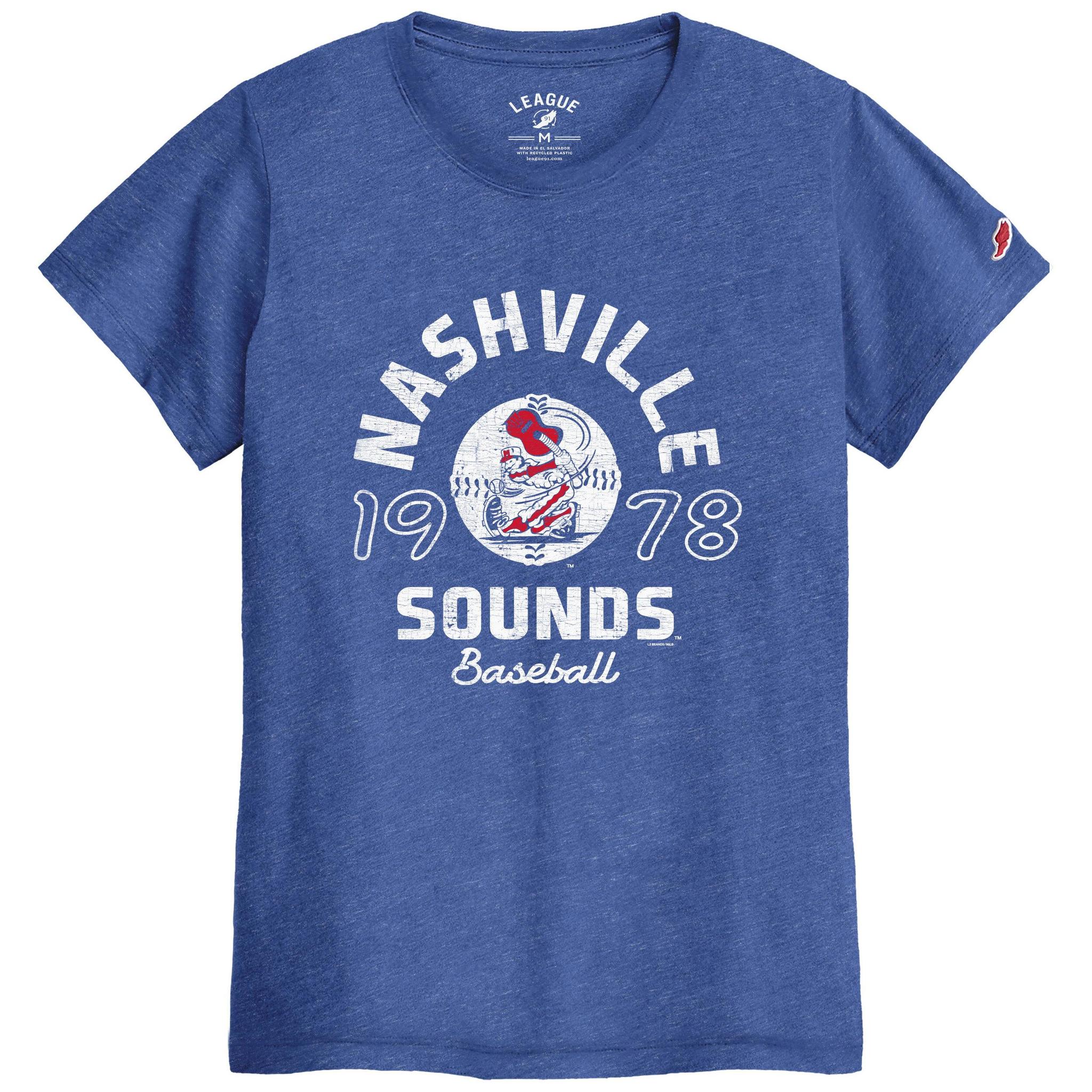 Nashville Sounds League Women's Heather Bay Blue Throwback Intramural Tee