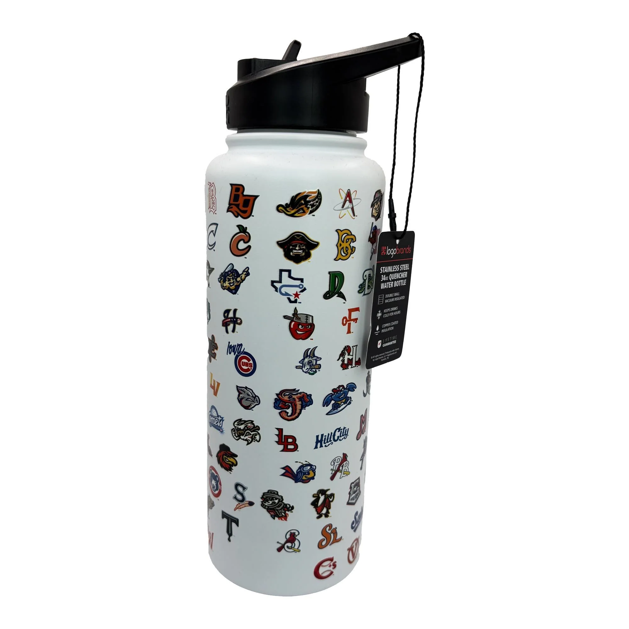 Nashville Sounds Logo Brands 34oz White MiLB Logo Quencher Bottle