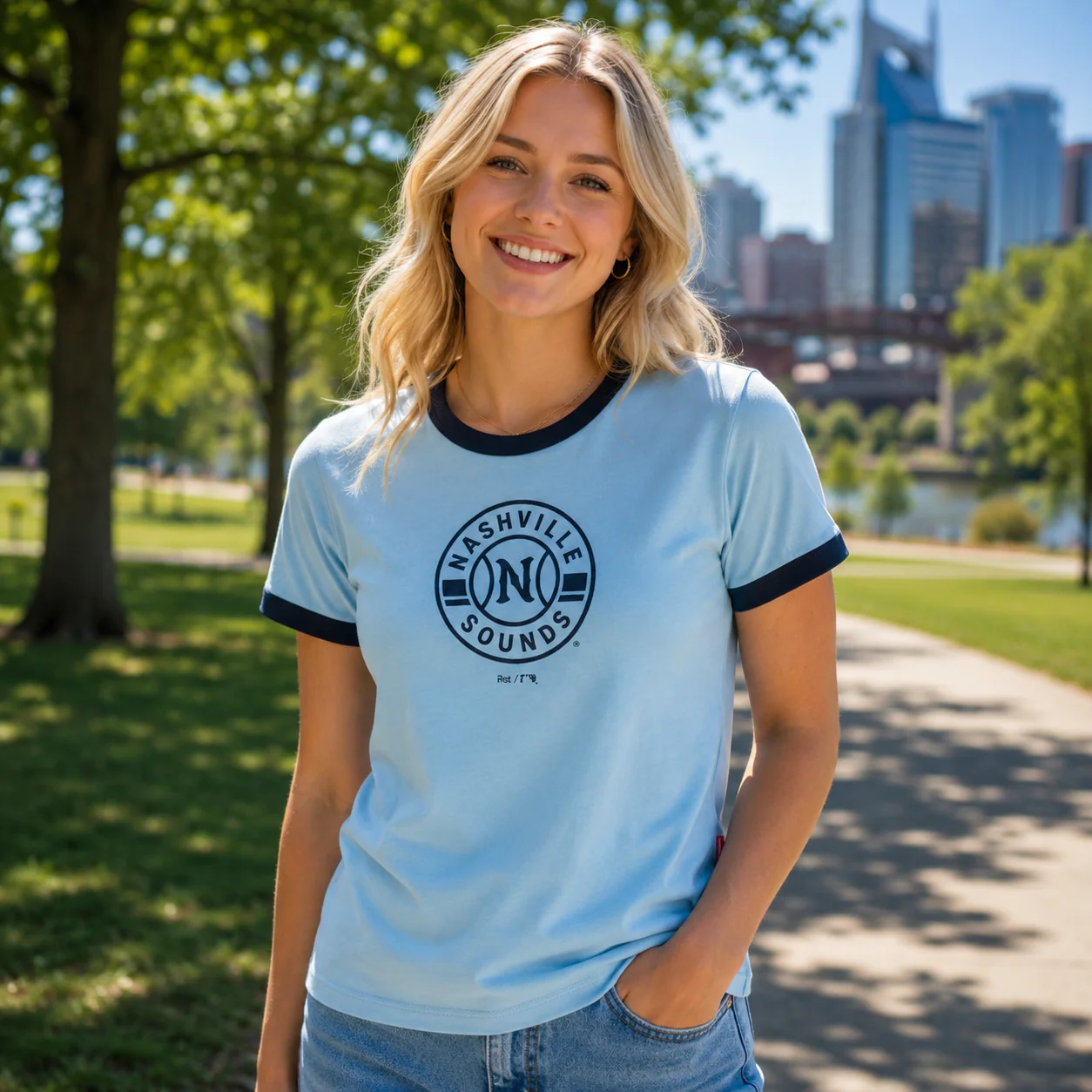 Nashville Sounds Lusso Women's Ink Nora Primary Logo Tee - Image 2