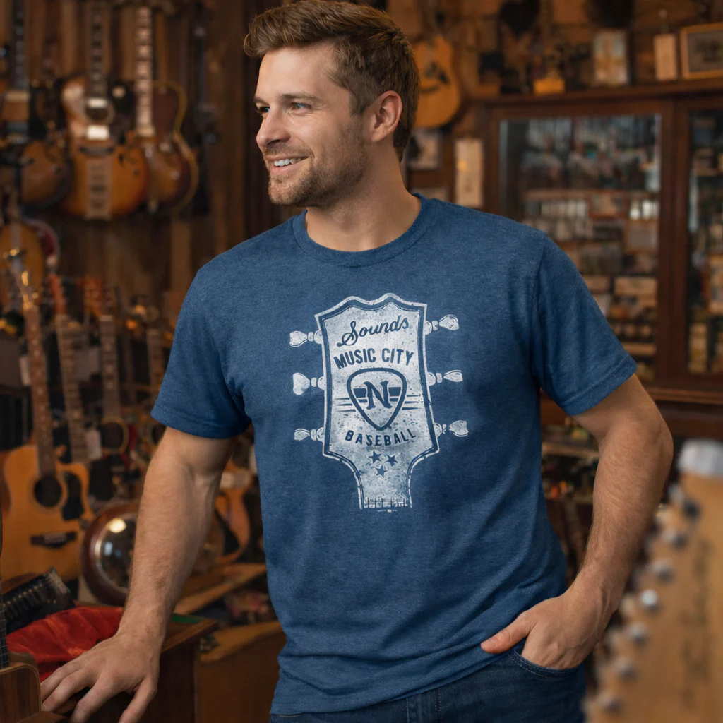 Nashville Sounds Neptune Blue Headstock Triblend Tee - Image 2