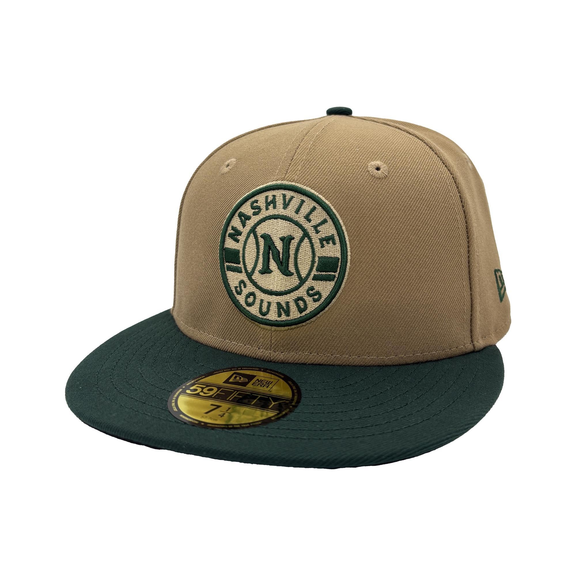 Nashville Sounds New Era 59FIFTY Khaki Dark Green Primary Logo Hat