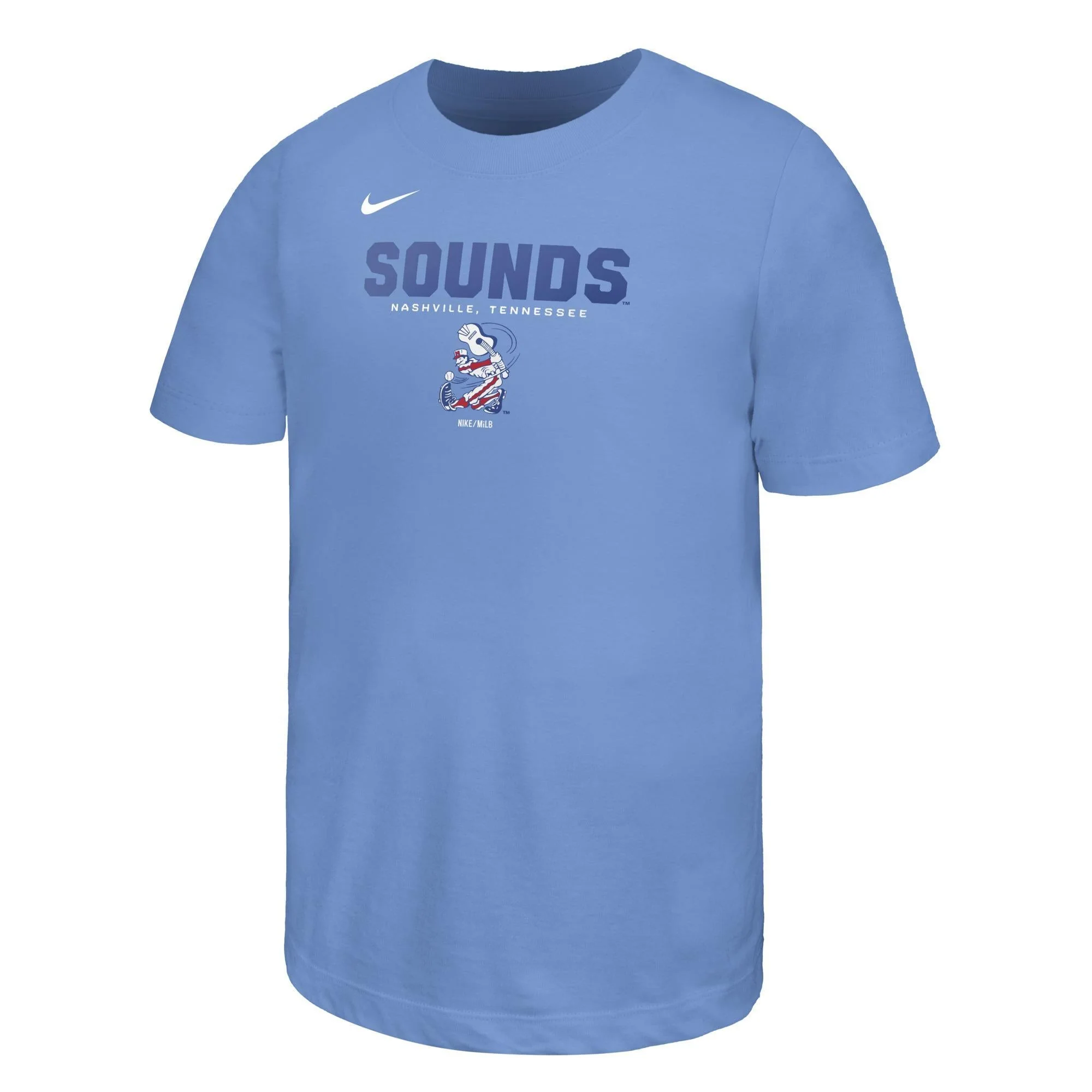 Nashville Sounds Nike Kids Valor Blue Core Cotton Short Sleeve Tee
