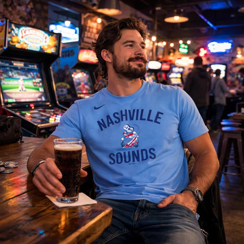 Nashville Sounds Nike Valor Blue Throwback Legend Short Sleeve Tee - Image 2
