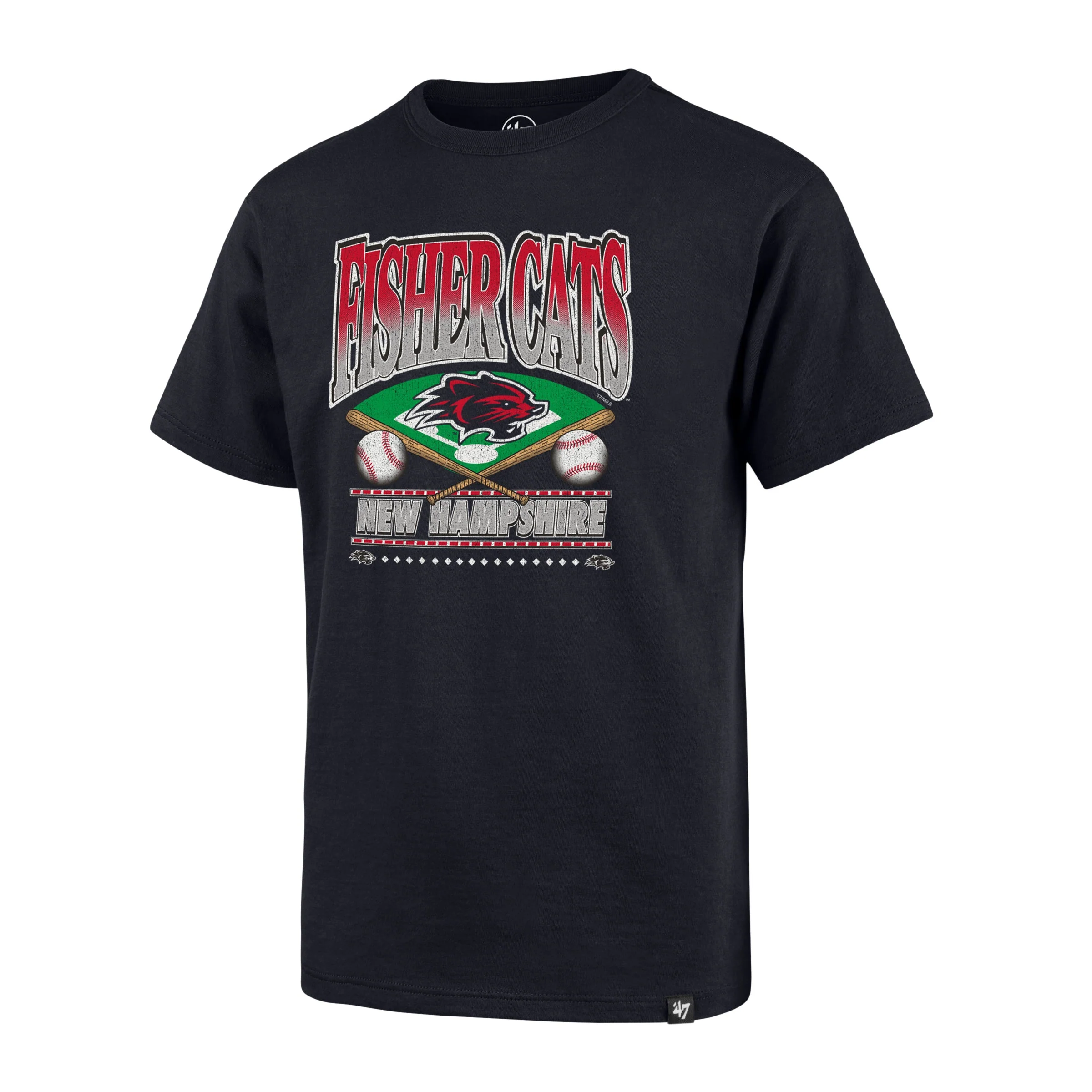New Hampshire Fisher Cats 47 Brand Kids Straight Shot Franklin T-Shirt Navy